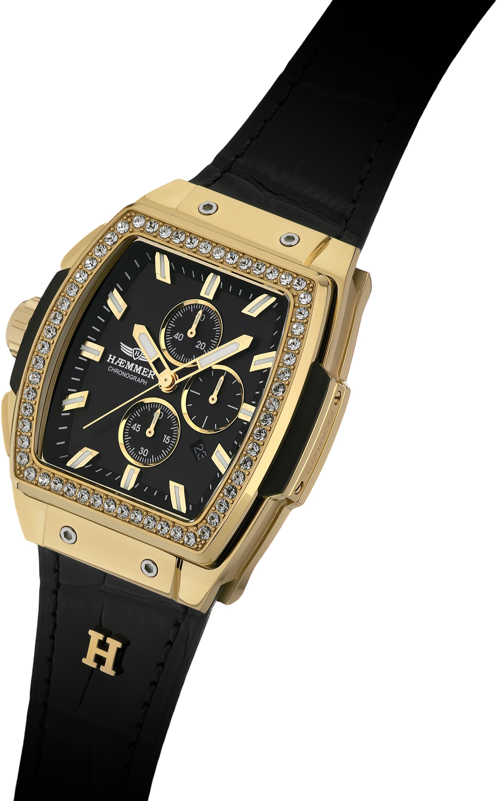 HAEMMER GERMANY Chronograph »TONNEAU«, Quarzuhr, Armbanduhr, Damenuhr, Lederarmband, verschraubte Krone, Tag