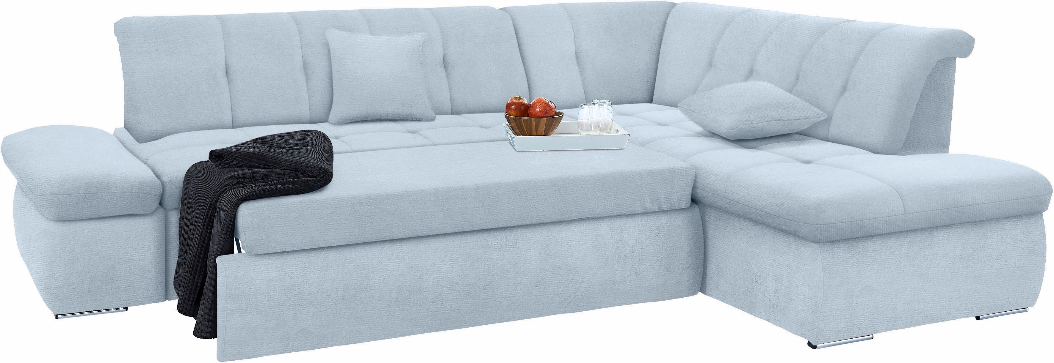 Thumbnail - DOMO collection Ecksofa "NMoric incl. Zierkissen B/T/H: 273/216/80 cm L-Form" Ottomanen-Abschluss, wahlweise mit Bettfun...