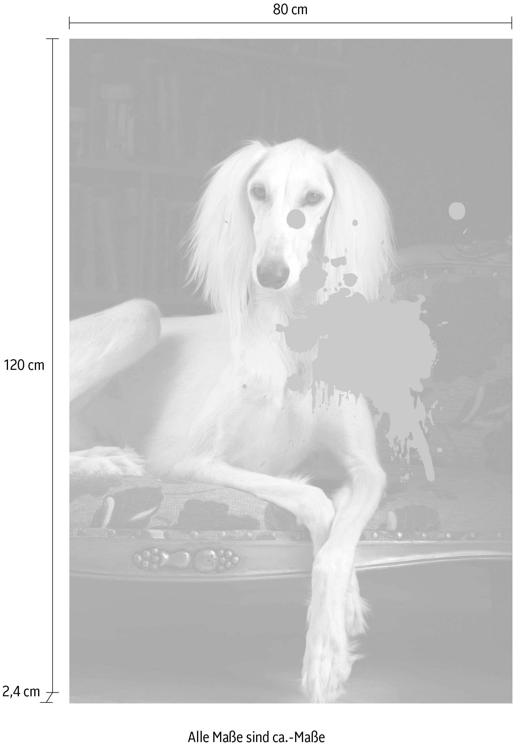 queence Acrylglasbild »Hund mit Farbklecks«, Kunst-Gemälde-Hund-Hundebilder-Historische Persönlichkeiten-Formen-Haustiere, Fine Art-Print in Galeriequalität