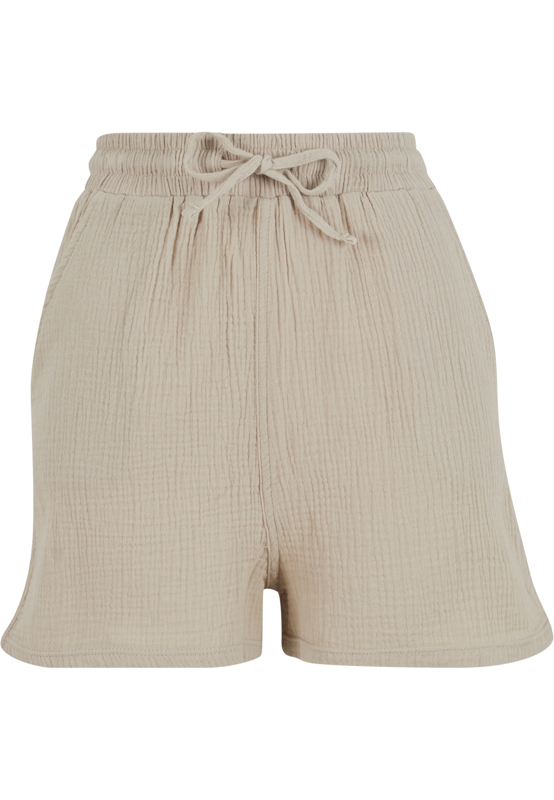 Sweatshorts URBAN CLASSICS "Urban Classics Ladies Musselin Shorts", Damen, Gr. 3XL, US-Größen, chalkdust, 100% Baumwolle, unifarben, loose fit, Hosen Sweatshorts
