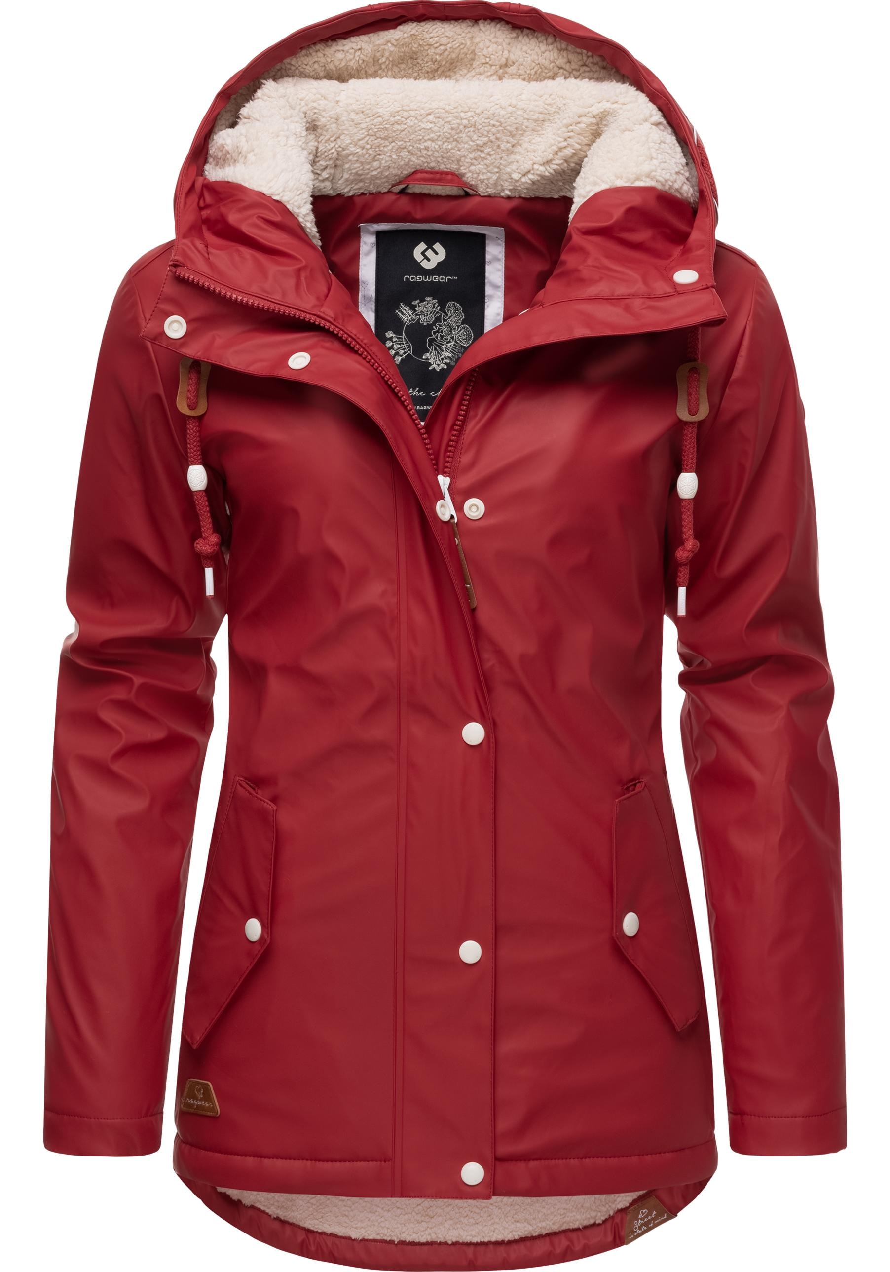 Ragwear Regenjacke »Marge«, mit Kapuze, warm gefütterter Damen Winter Regenmantel