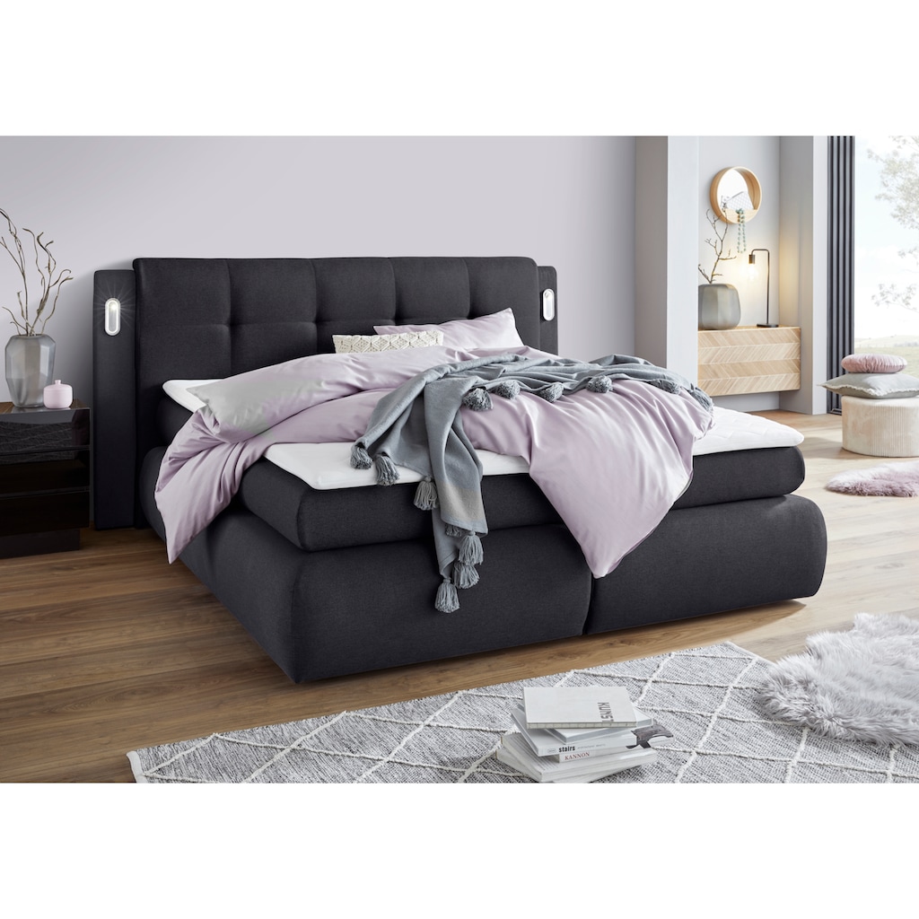 COLLECTION AB Boxspringbett »Borna«, inklusive Bettkasten, LED-Beleuchtung und Topper