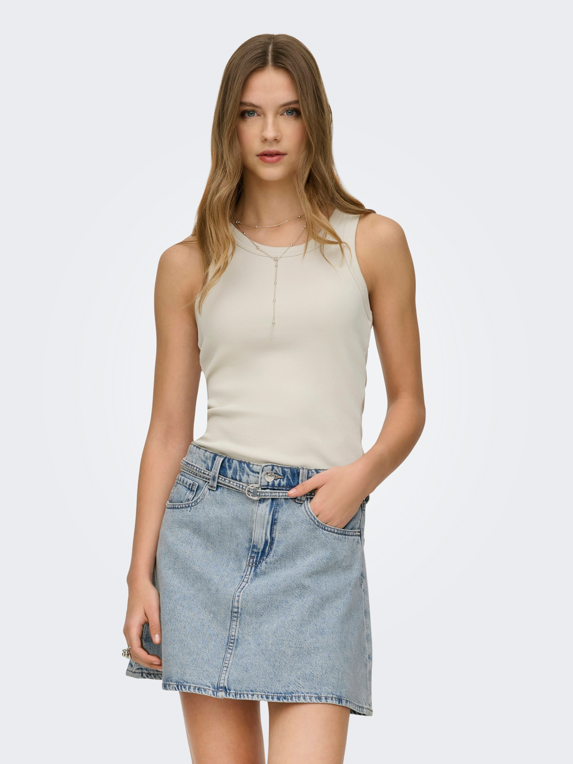 ONLY Tanktop "ONLVAL 2-WAY TANK TOP JRS NOOS" Baumwollmischung, Rundhals
