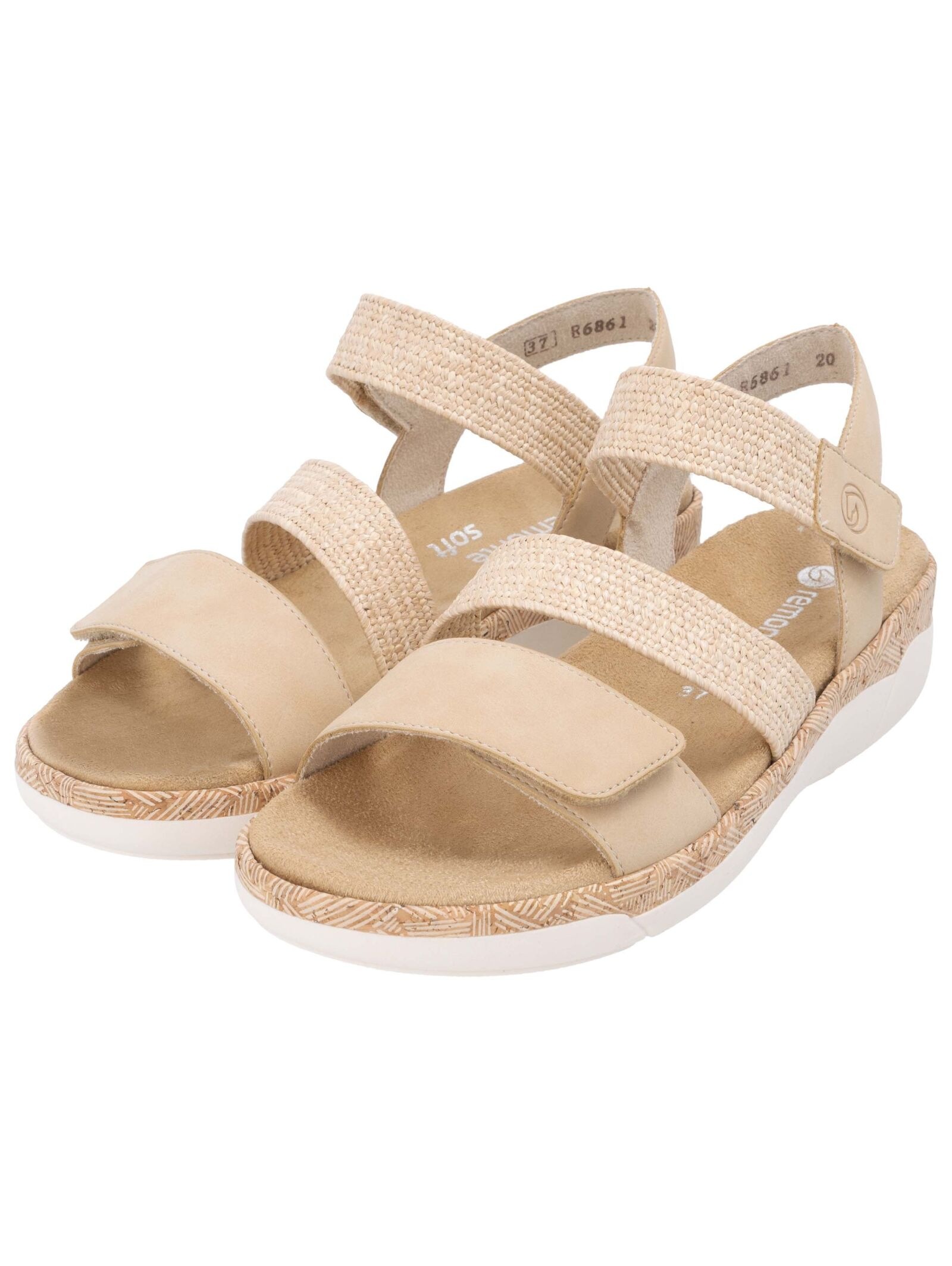 Keilsandalette REMONTE, Damen, Gr. 41, beige (natur), Bast, Lederimitat, Schuhe, Riemchensandale, Bequemschuh, Sommerschuh mit Soft-Fußbett 3