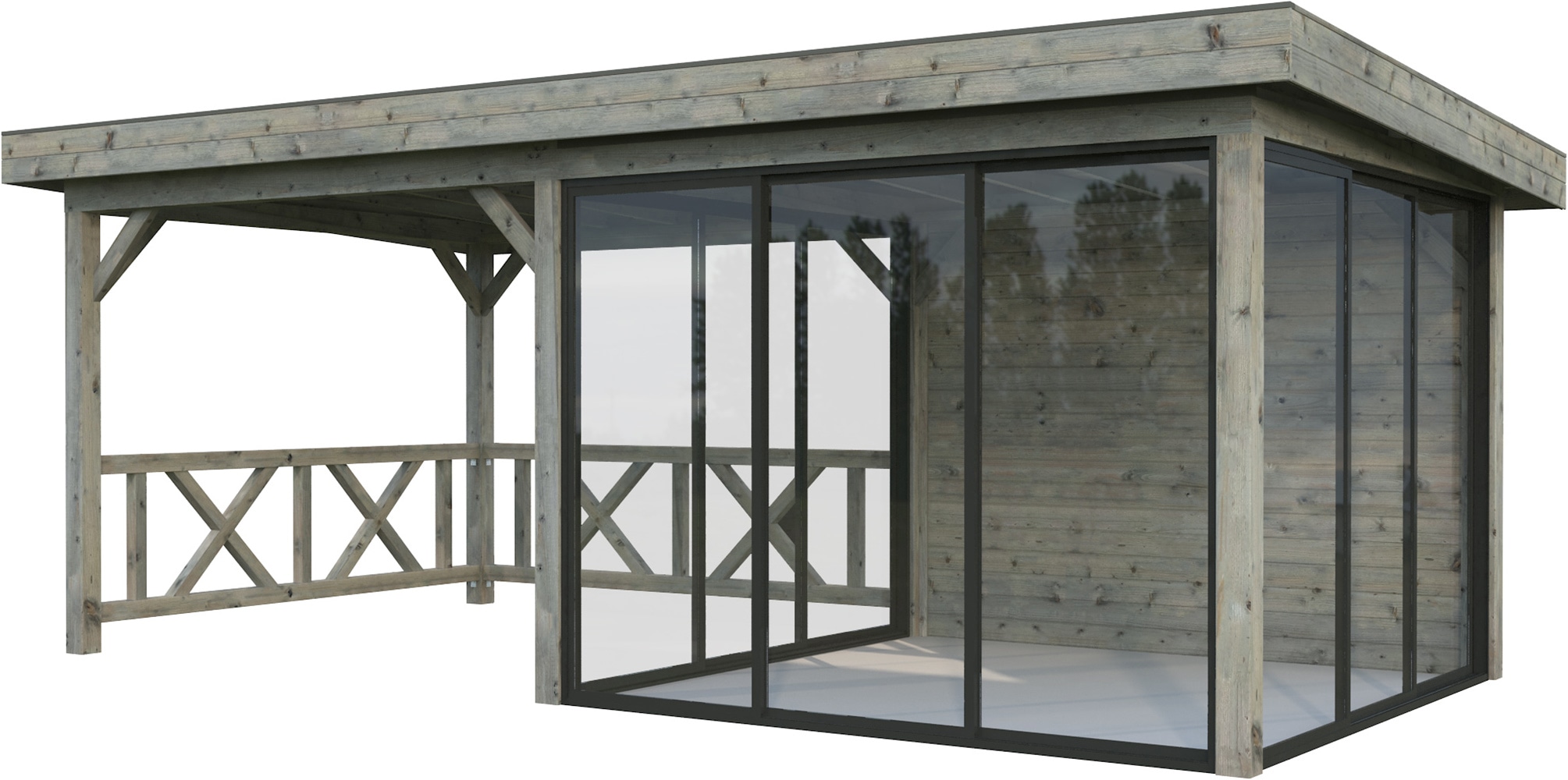 Palmako Gartenhaus "Lenna 16,6 m², Set 404 Slide"
