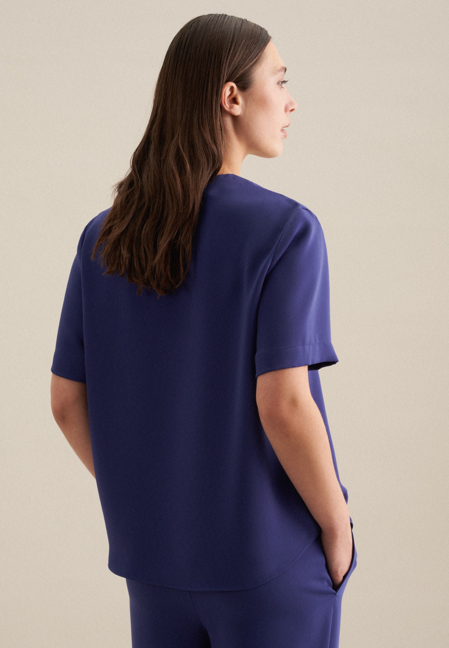 seidensticker Shirtbluse »Schwarze Rose«, Kurzarm V-Neck Uni