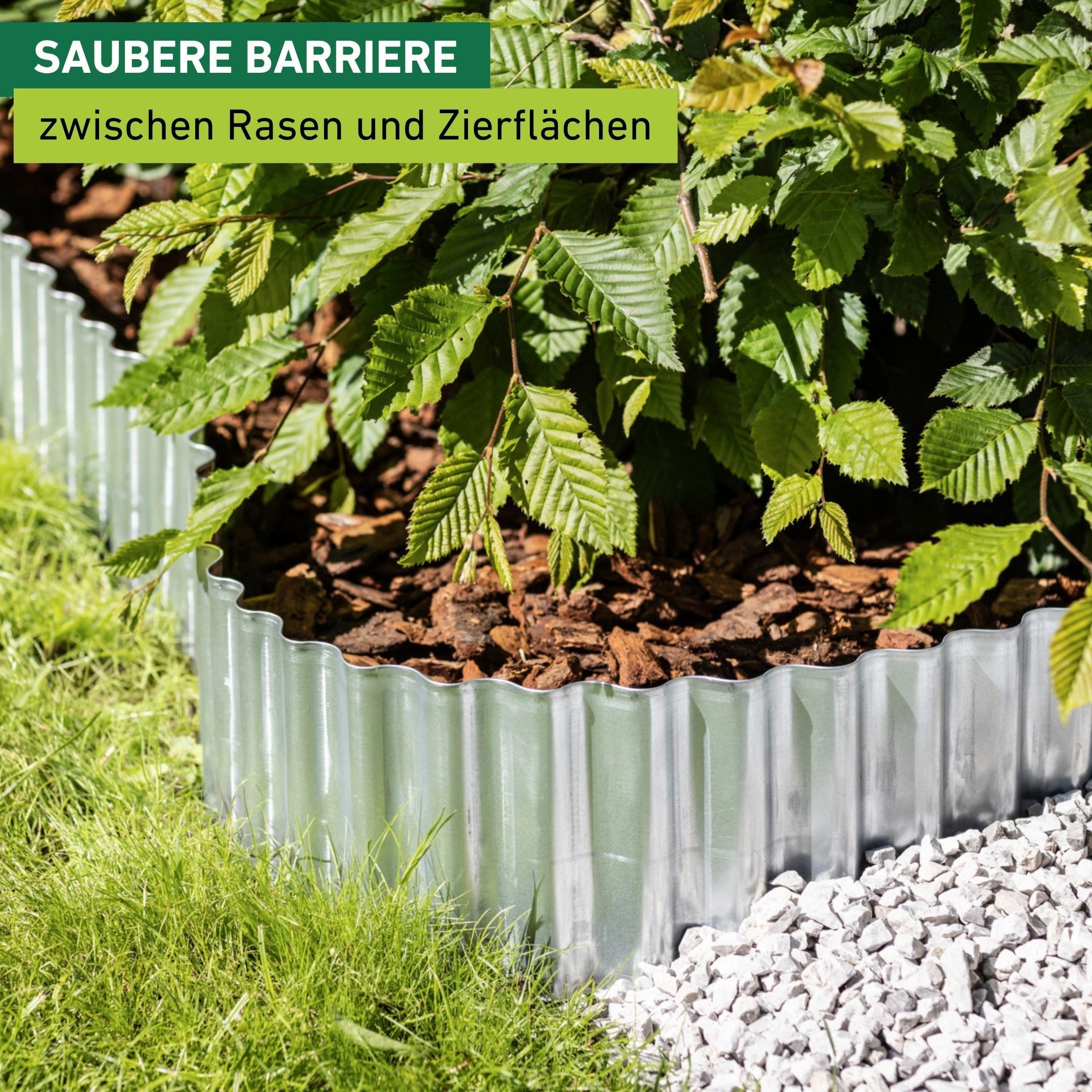 Windhager Rasenkante »Classic gewellt, Beetumrandung individuell formbar« langlebige Beeteinfassung, 16 cm x 5 m, verzinkt