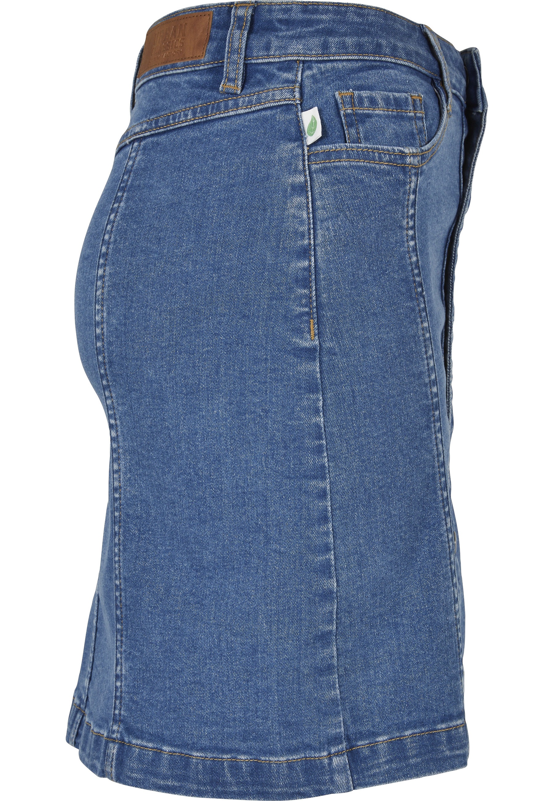 URBAN CLASSICS Sommerrock »Urban Classics Damen Ladies Organic Stretch Button Denim Skirt« 1 Stk.