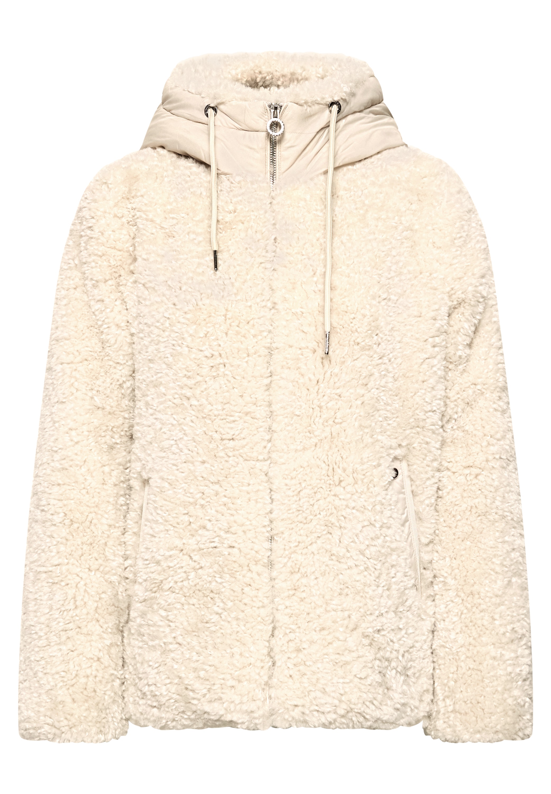 STREET ONE Fellimitatjacke mit Kapuze in Unifarbe
