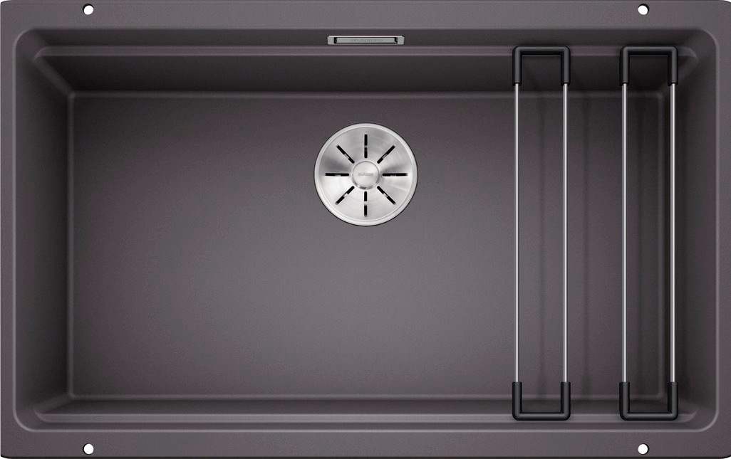 Granitspüle BLANCO, B:46cm H:21cm T:73cmfelsgrau, Verbundwerkstoff, Küchenspülen, "ETAGON 700-U", inklusive 2 Gratis ETAGON-Schienen aus Edelstahl