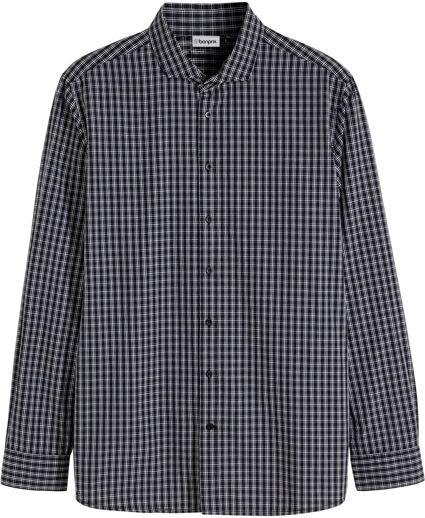 bonprix Businesshemd Regular Fit, aus Baumwolle, mehrfarbiges Karomuster, Haifischkragen