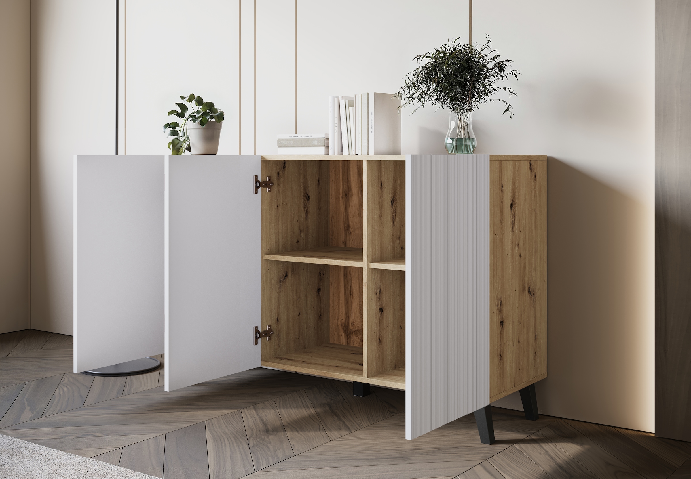 INOSIGN Sideboard »SIDEBOARD PHUKET«, (1 St.), Modernes Sideboard mit 6 Fächern, Breite 120 cm