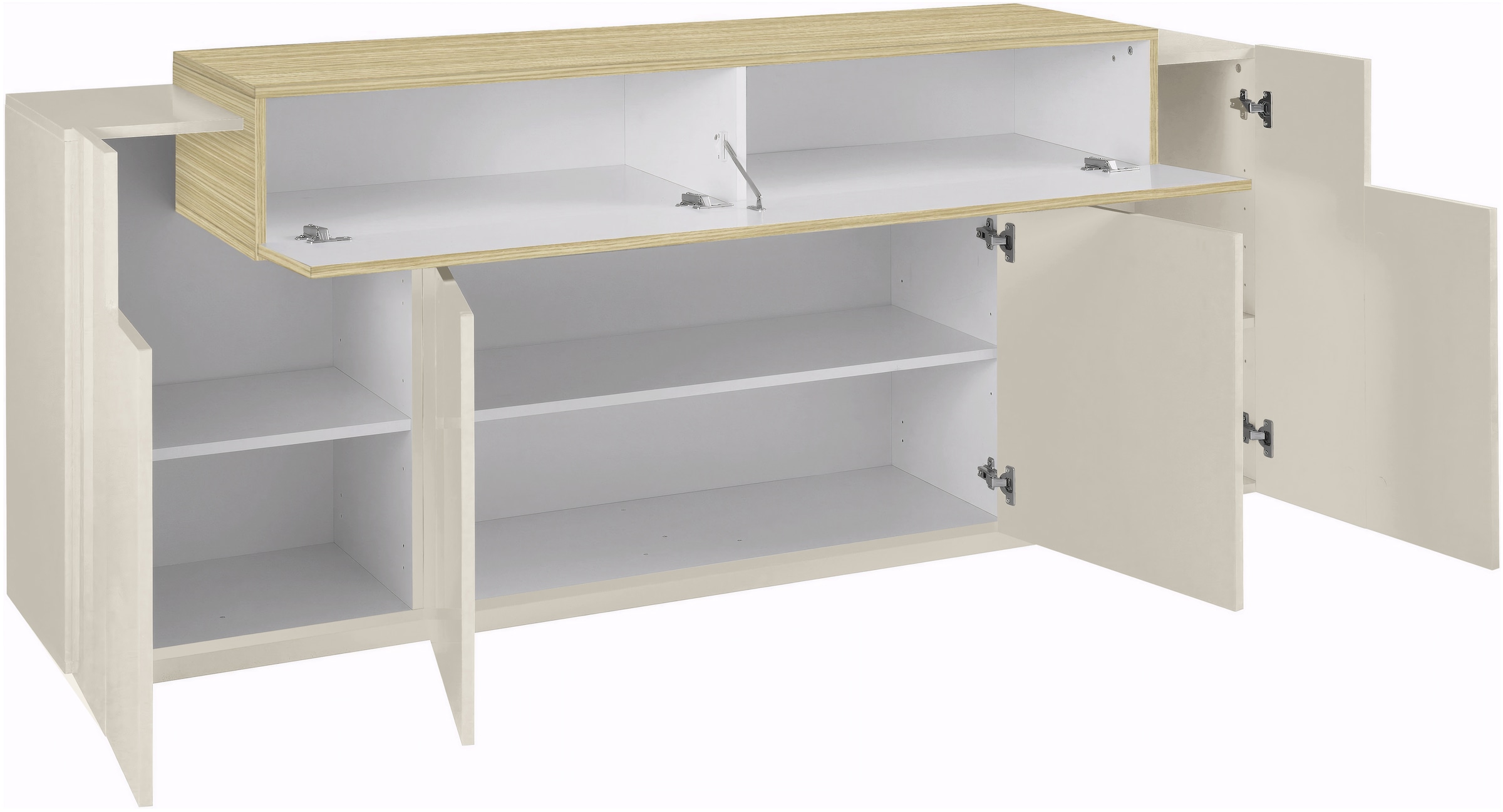 INOSIGN Sideboard »Coro, Kommode, Schrank, Kredenz, grifflos mit Einlegeböden« 1 Klappe,4 Türen, Doppeltiefe,  B/T/H 200x45x85,6cm