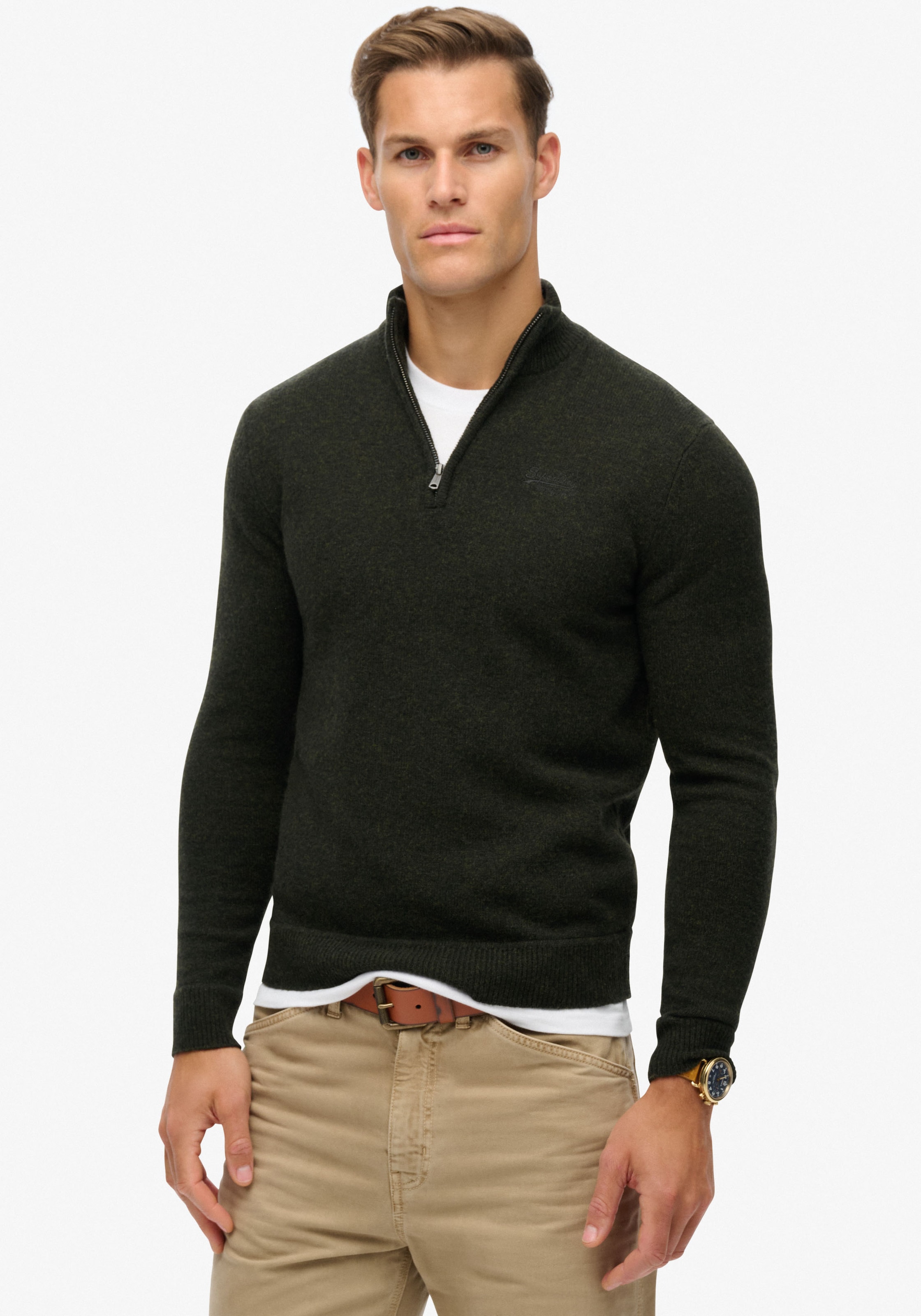 Superdry Strickpullover ESSENTIAL EMB KNIT HALF ZIP günstig online kaufen