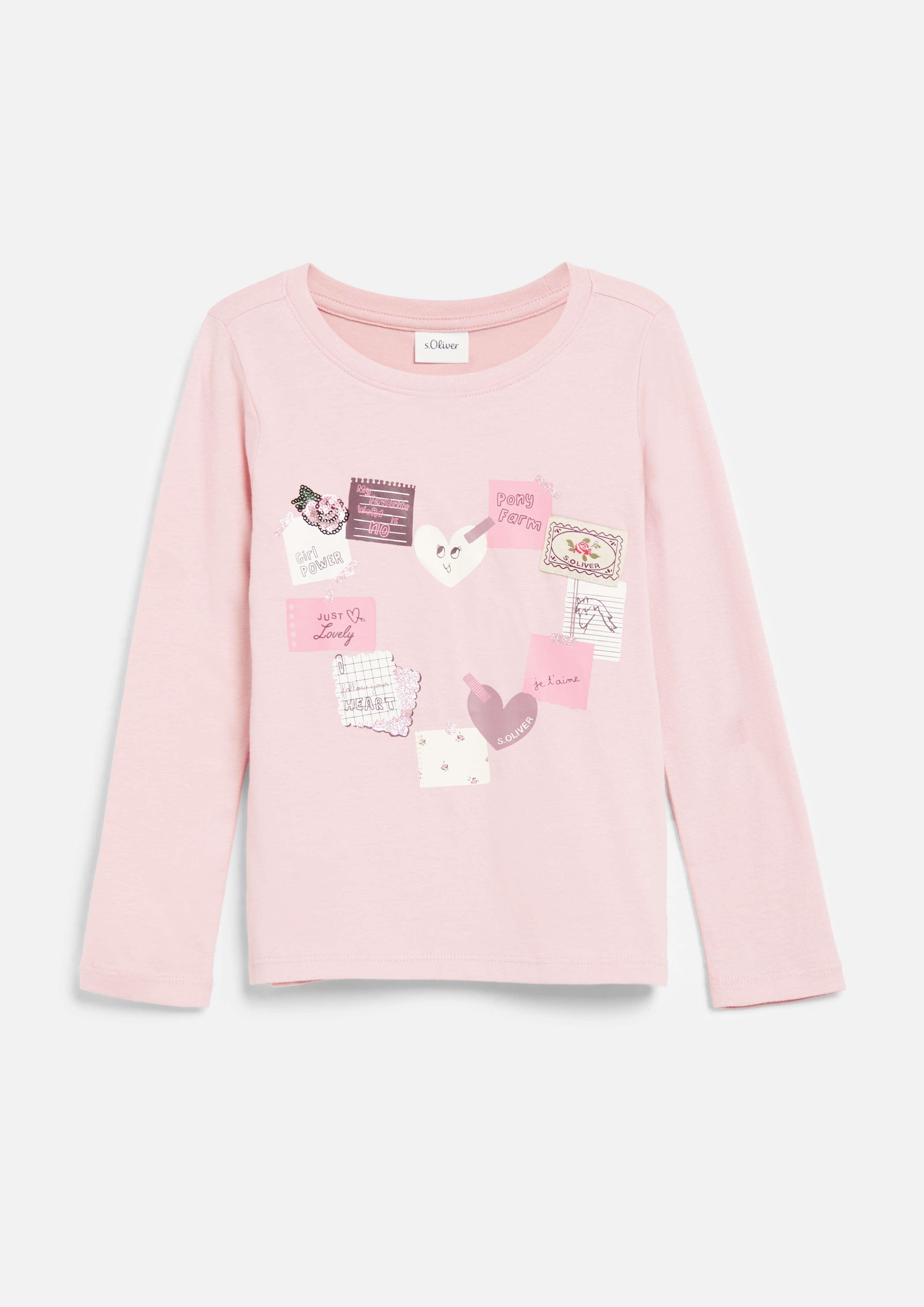 s.Oliver Junior Langarmshirt mit Glitzer-Prints / Rundhals / für Girls