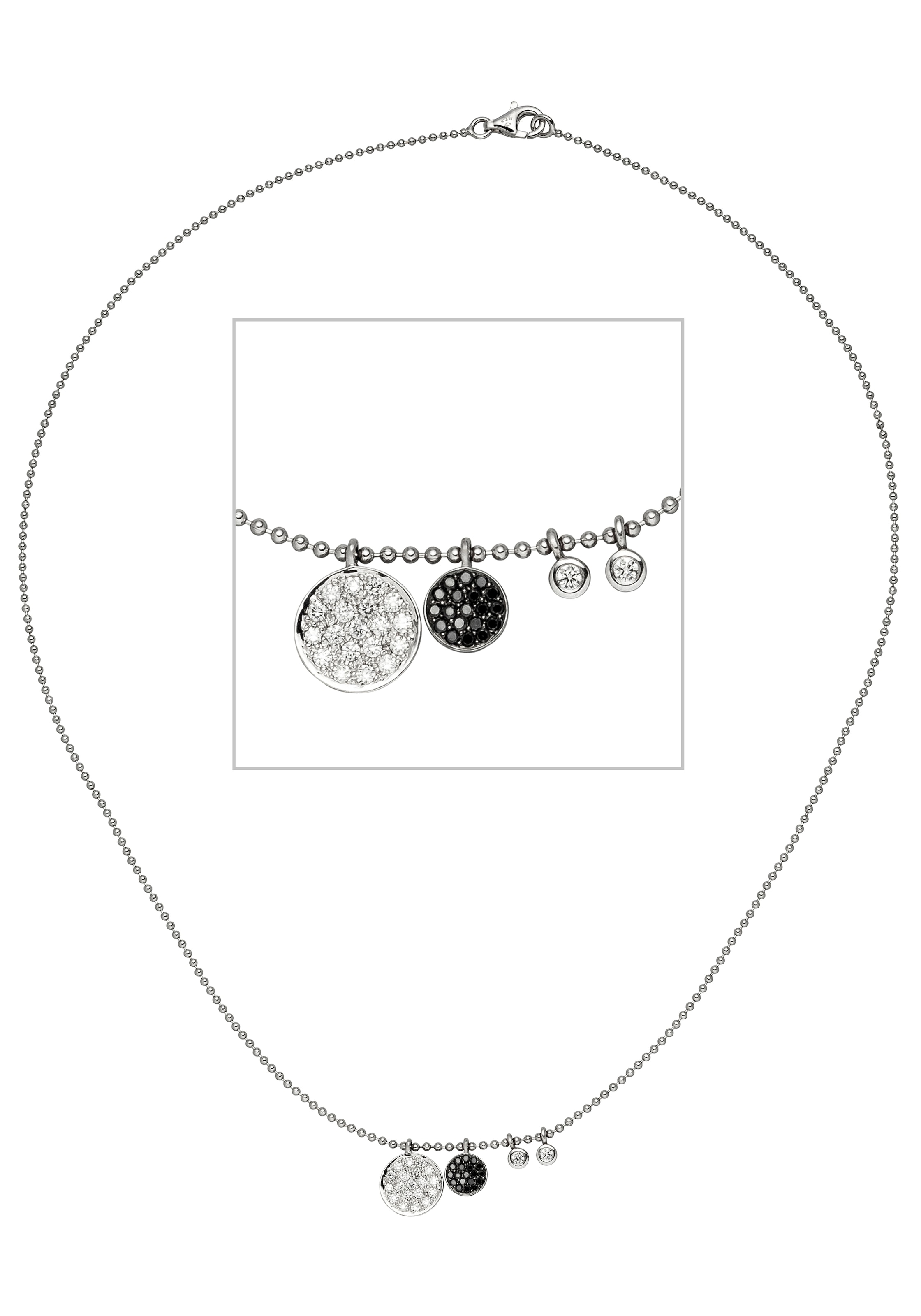 JOBO Kette mit Anhänger »Kugelkette mit 40 Diamanten« 14 Karat 585 Weißgold 43 cm