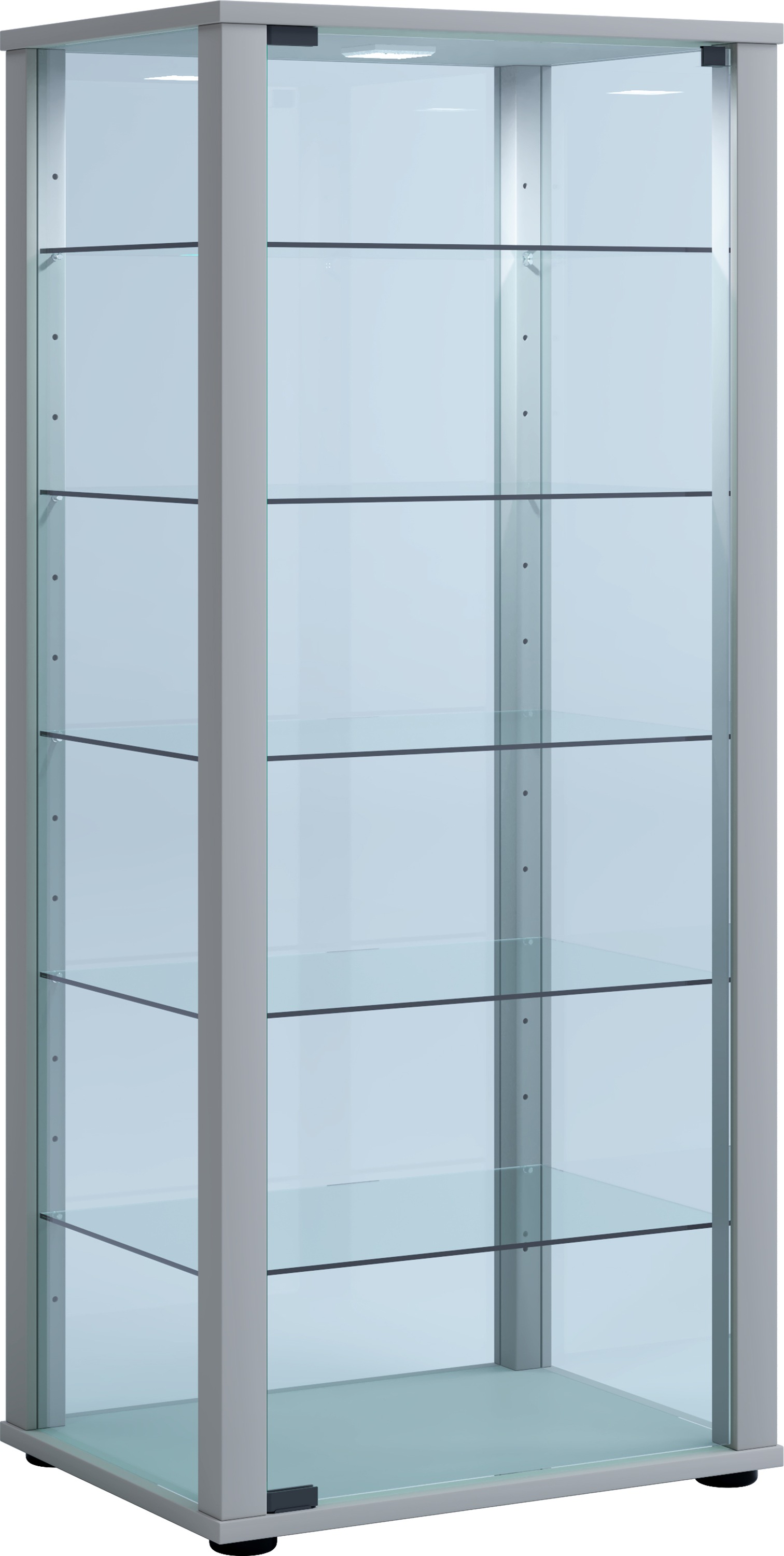 VCM Vitrine »VCM Glasvitrine stehend | Vitrine Glas mit ESG-Sicherheitsglas | Maße ca. H. 115 x B. 50 x T. 38 cm | Standvitrine Glas | Modern und platzsparend | Glas Vitrinenschrank ¿ Kavisa L«, (1 St.)