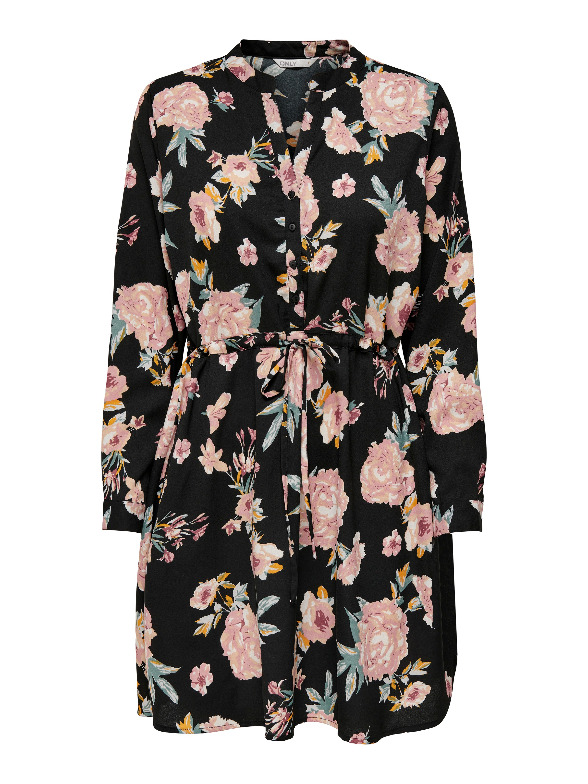 Thumbnail - ONLY Druckkleid "ONLCORY LIFE L/S V-NECK TUNIC WVN NOOS" Sommerkleid mit Taillengürtel