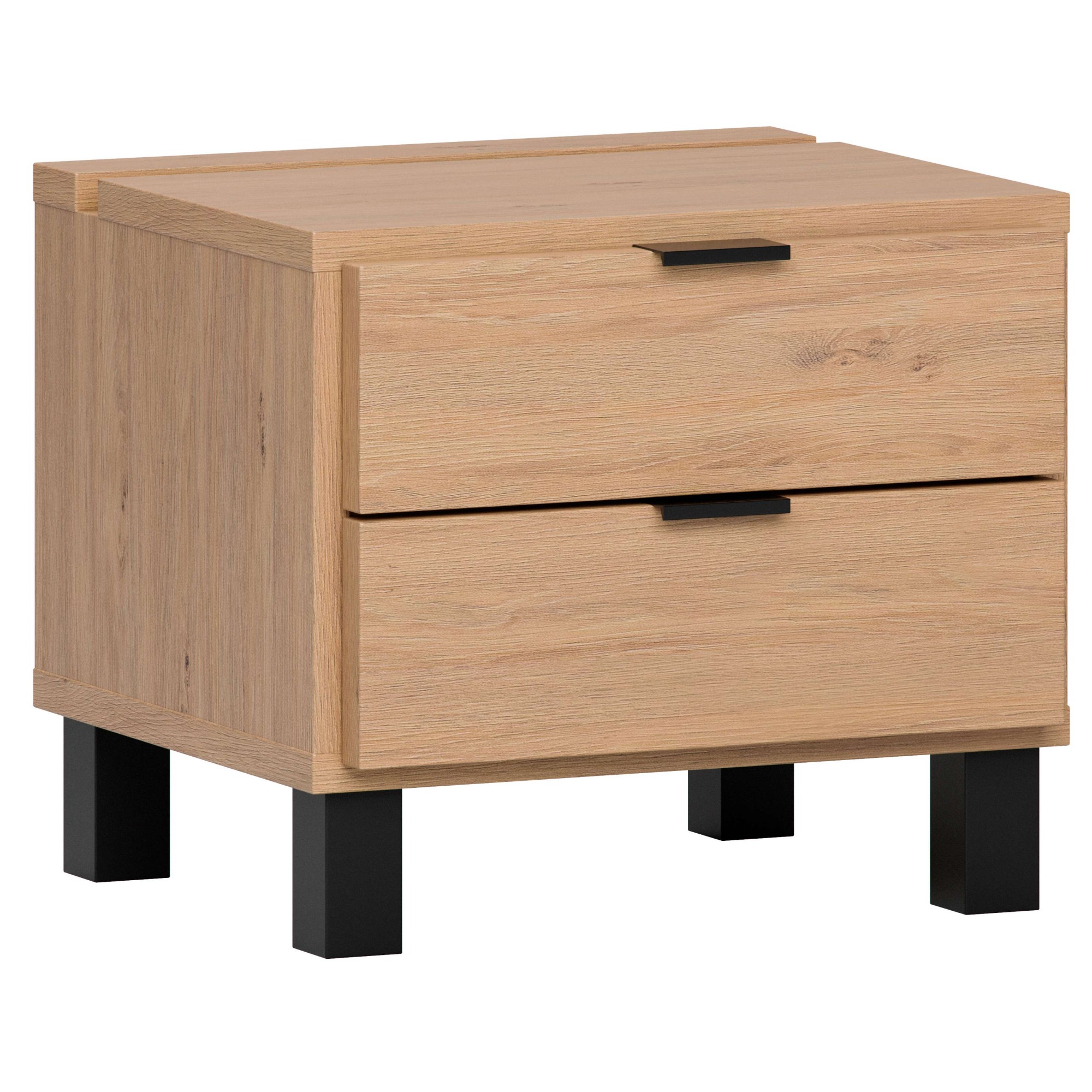 VOX Nachttisch »SIMPLE, obere Schublade mit Beleuchtung, 2 Schubladen, Metallgriffe« B/T/H: 45/38/39 cm,  Nachtschrank in 3 Farben erhältlich, Metallgriffe