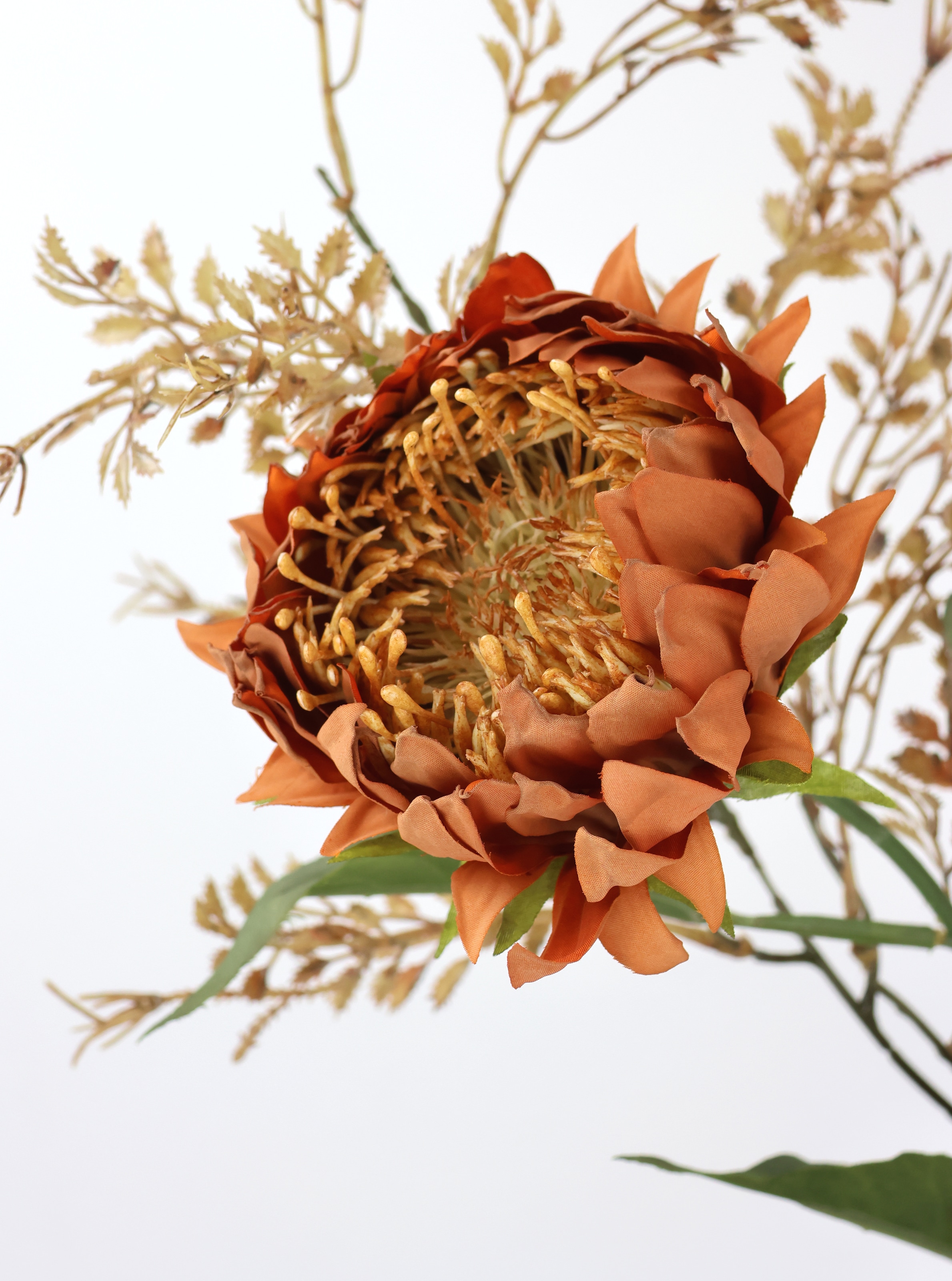I.GE.A. Kunstblumenstrauß »Kunstblumen Set Artischocke«, 2er Set Artischockenzweig mit Dekozweig 70cm Kunstpflanze Seidenblume