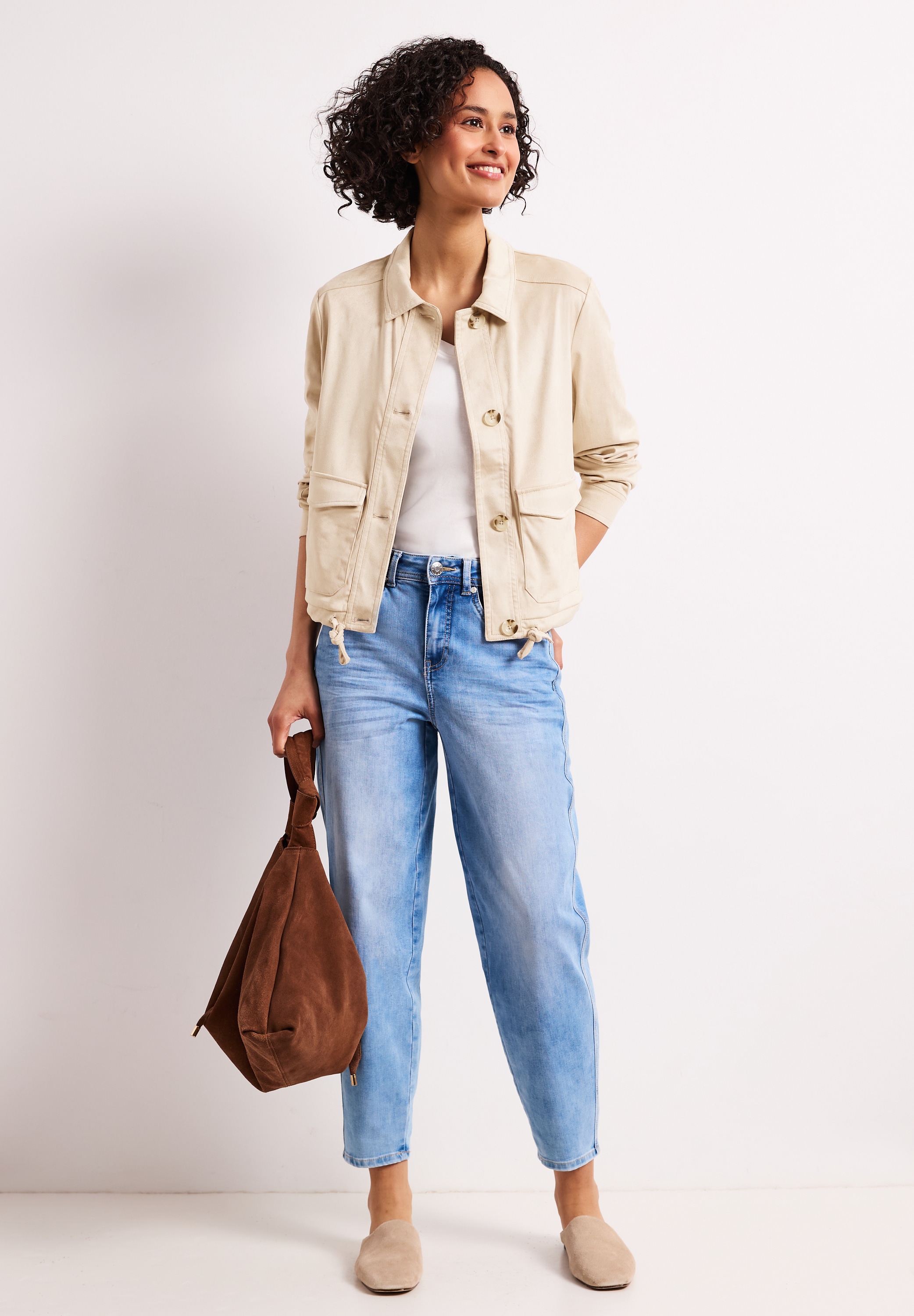 STREET ONE Kurzjacke ohne Kapuze in Velours-Optik