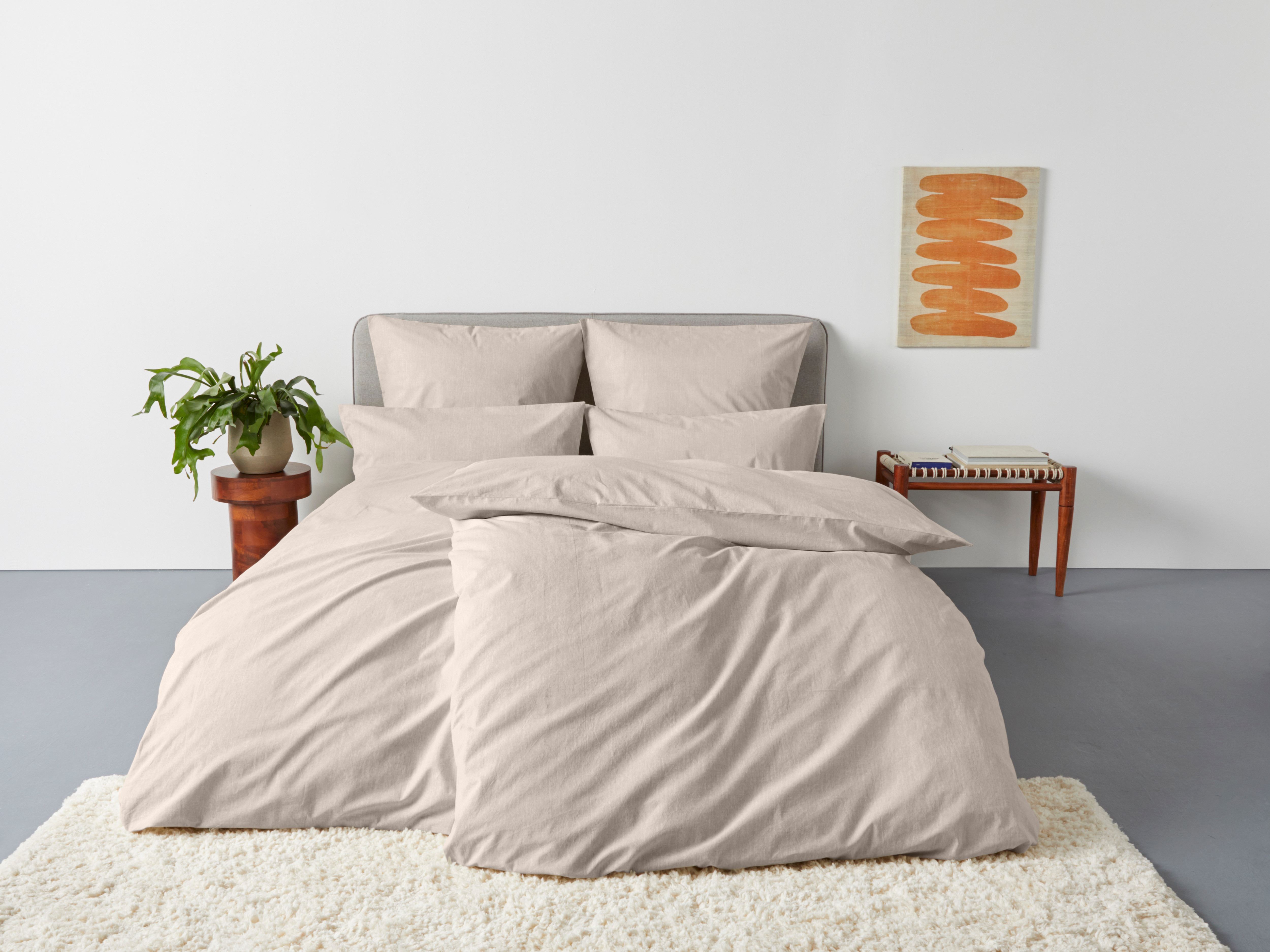 OTTO home Bettwäsche "Melli" 2 Bettwäsche aus Baumwolle, Leinen-Look in Melange-Optik