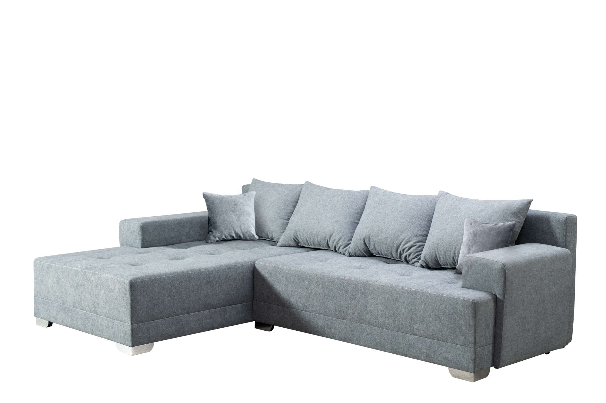 INOSIGN Ecksofa »Riverton, mit Bettfunktion (125/215 cm) und Bettkasten, Struktur«, inkl. loser Zier- und Ruckenkissen, Recamiere beidseitig montierbar