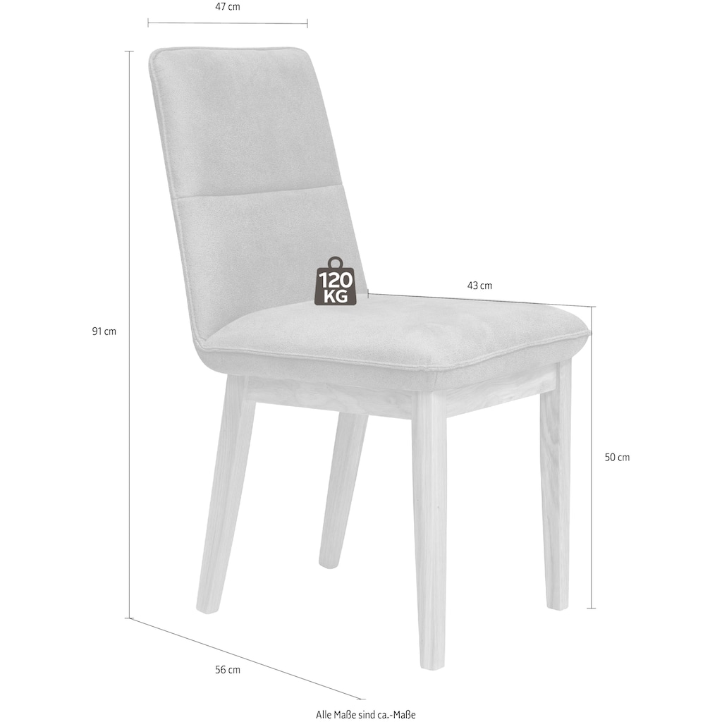 Home affaire Esszimmerstuhl »Beluna«, (Set), 2 St., Luxus-Microfaser in Lederoptik, Gestell und Beine aus massiver Eiche
