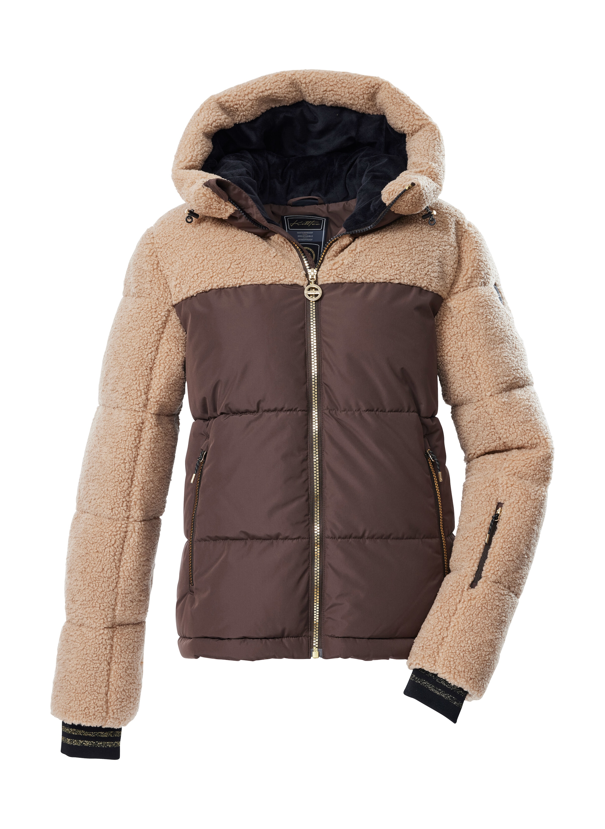 Killtec Skijacke "KSW 111 WMN SKI QLTD JCKT" Damen Ski-Steppjacke mit Glitzerstreifen und abnehmbaren Schneefang
