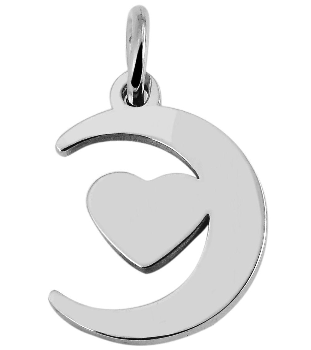 Adelia´s Kettenanhänger »Damen Anhänger – Mond Herzanhänger aus Edelstahl«  Ideal als Geschenk für besondere Anlässe