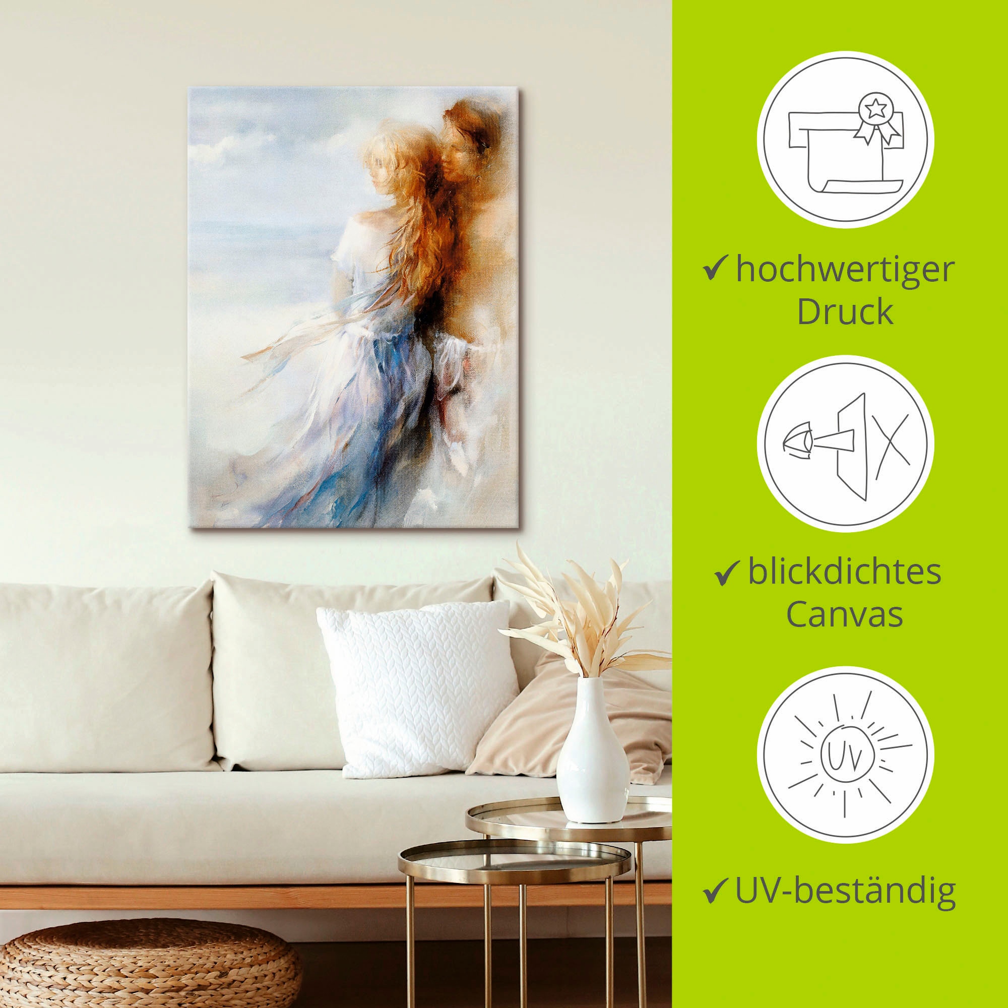 Artland Wandbild »Zusammen«, Paar, (1 St.), als Leinwandbild, Poster in verschied. Größen