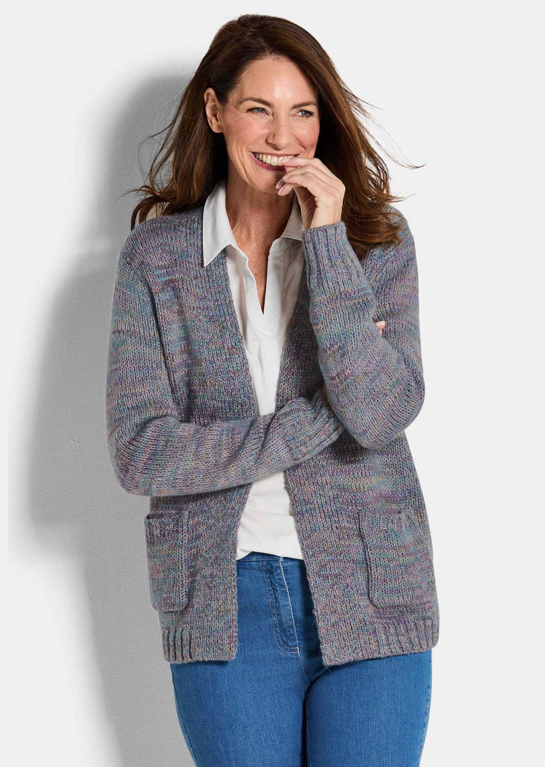 GOLDNER Strickjacke »Kurzgröße Strickjacke mit aufgesetzten Taschen«