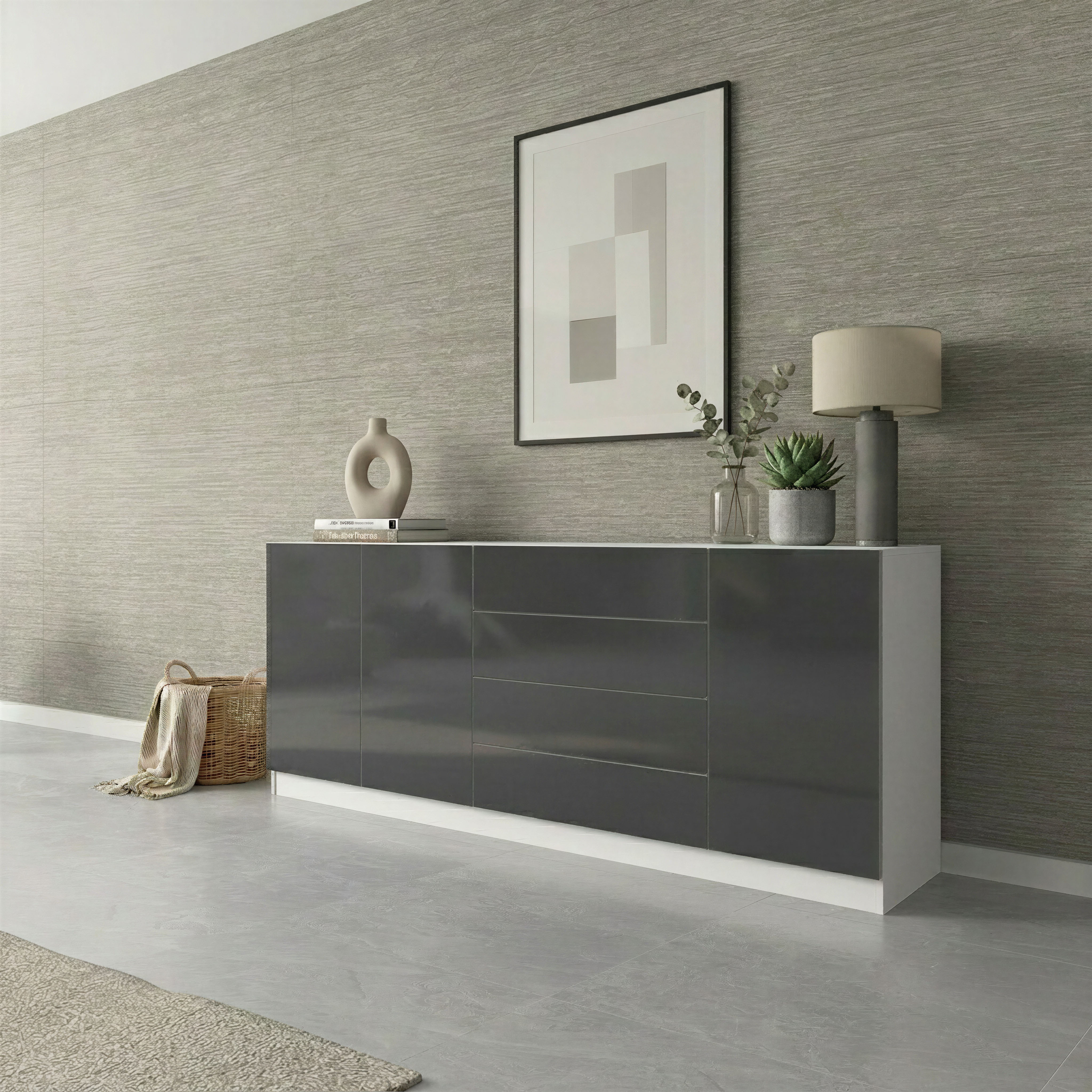 borchardt Möbel Sideboard "Vaasa, Kommode mit 3 Türen und 4 Schubkästen auf Kugelführungen" Breite 190 cm