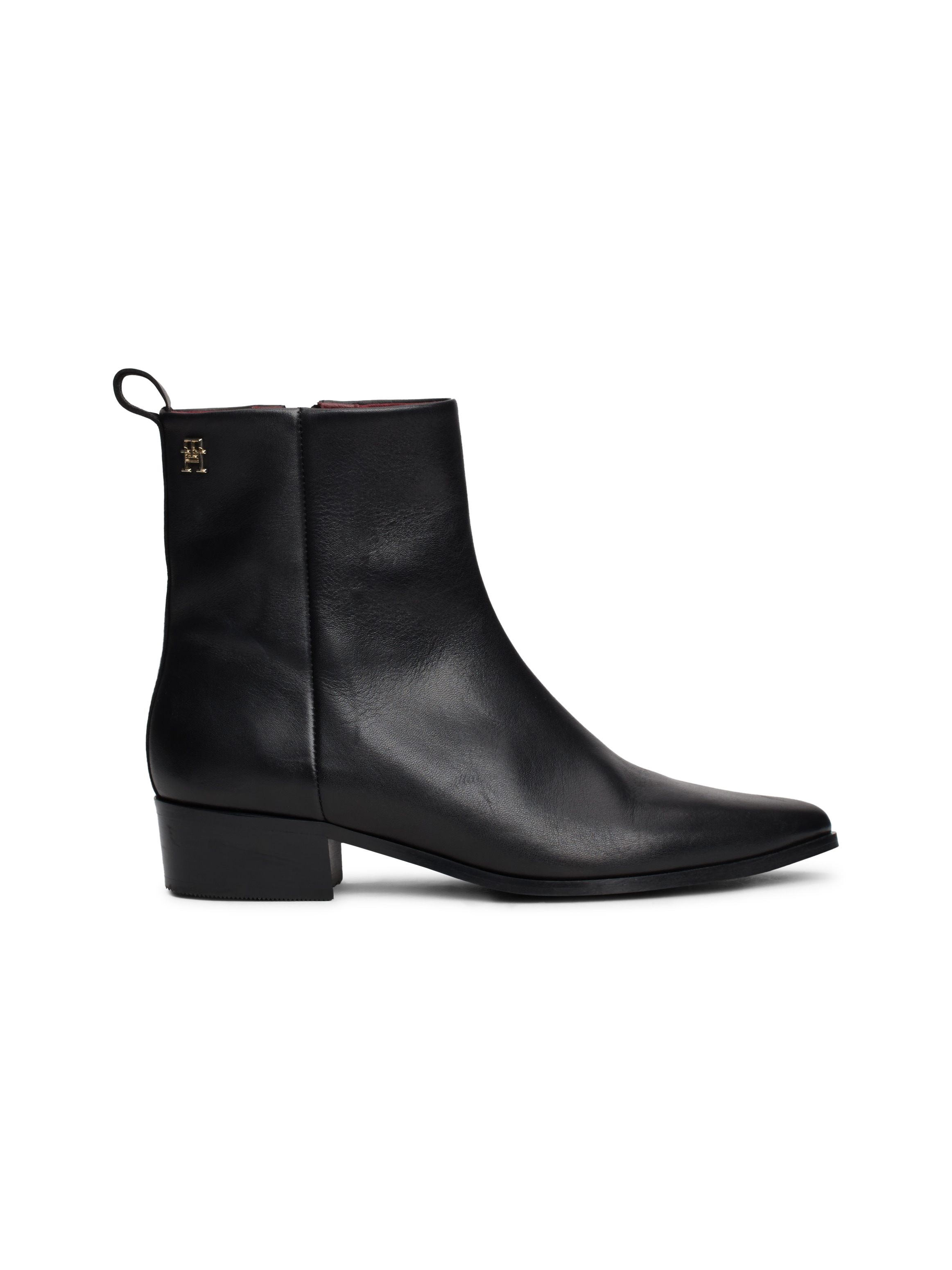 Tommy Hilfiger Stiefelette »LOW COWBOY FLAT LEATHER«, Basic, Blockabsatz, Businesschuh in schmaler Form