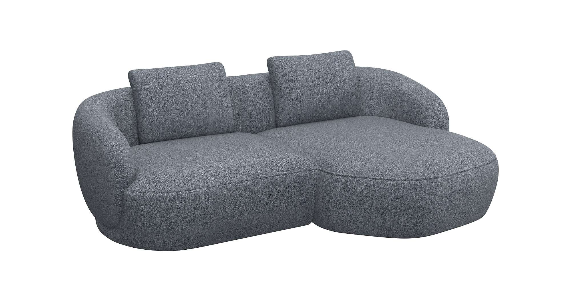 FLEXLUX Wohnlandschaft »Torino, rund, L-Form, Sofa-Ecke mit Recamiere, Longchair-Sofa«, Modernes, organisches Sofa-Design, Kaltschaum, Wellenunterfederung