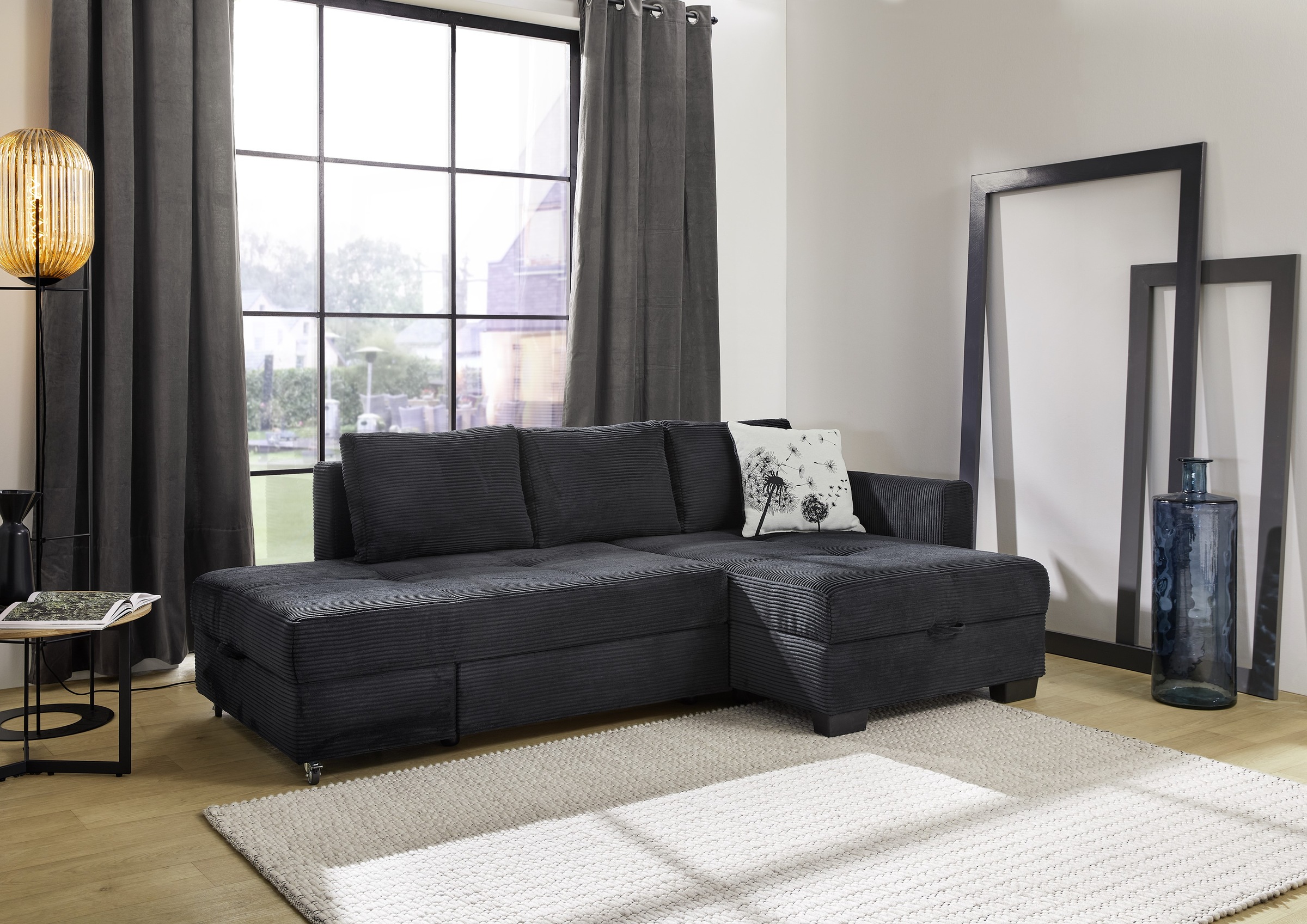 Jockenhöfer Gruppe Ecksofa "Fantasy L-Form, B: 247 cm, Dreh-Schwenk-Ottomane" mit Schlaffunktion, Bettkasten & Zierkissen, wandelbar zum Big-Sofa