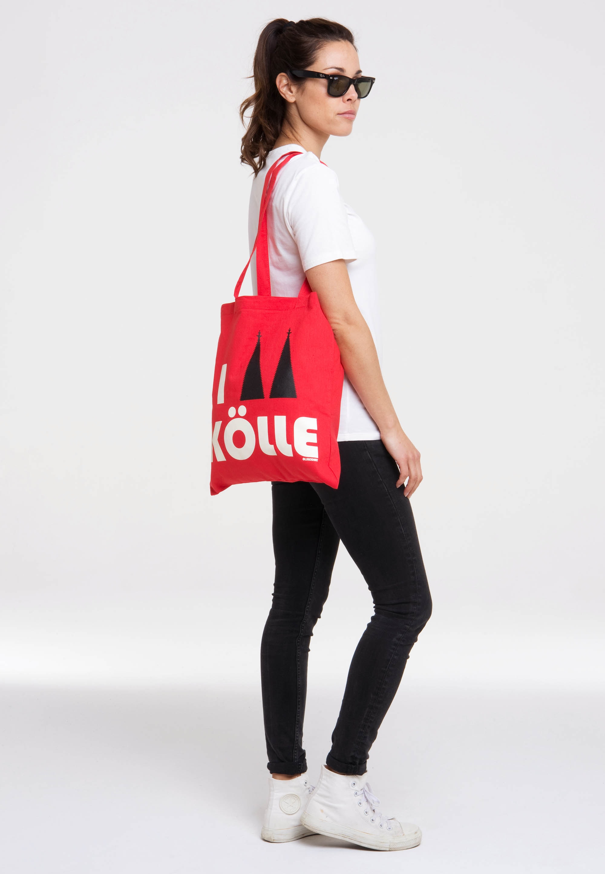 LOGOSHIRT Henkeltasche "Baumwolltasche Köln" mit I Love Kölle-Print