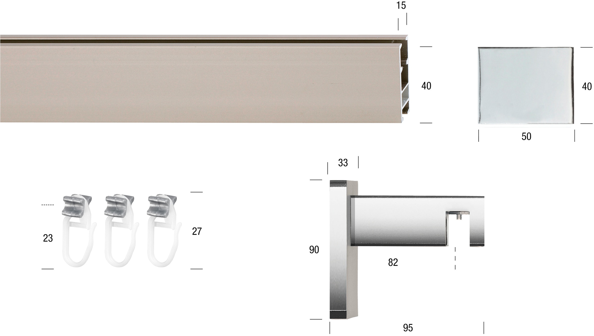 GARESA Gardinenstange »FLAT«, 1 läufig-läufig, Wunschmaßlänge, Rechteckprofil, Wandmontage, perfekter Lauf, modern, verlängerbar