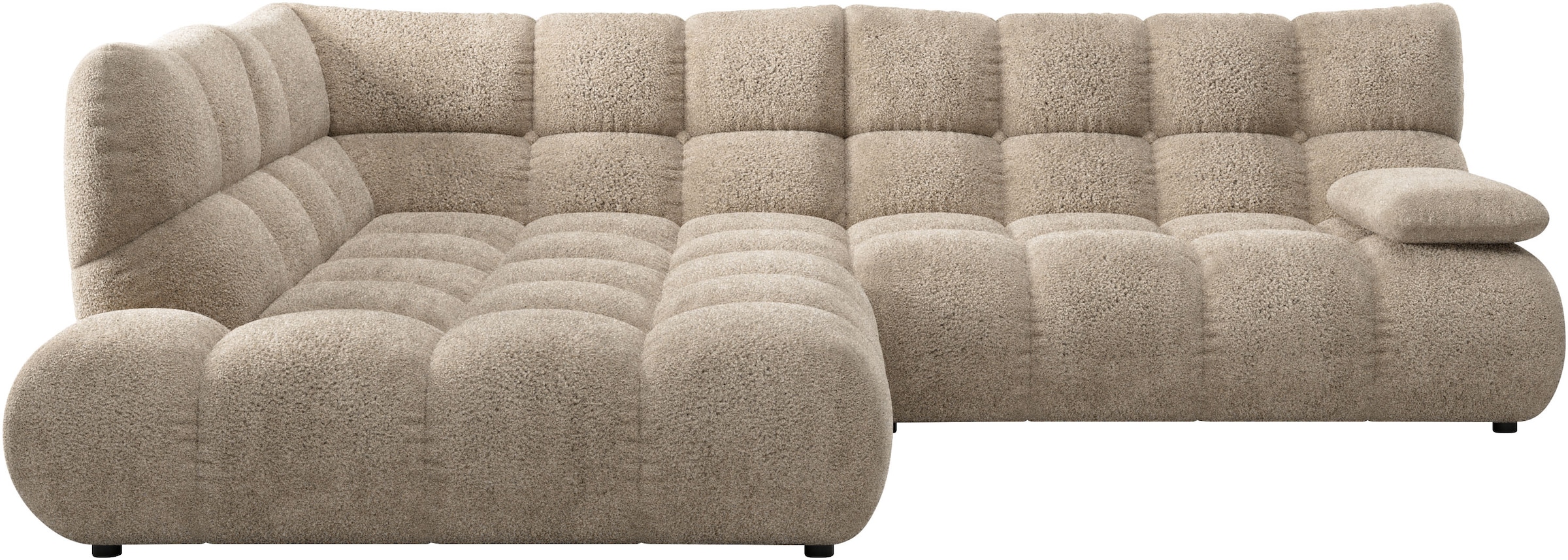 Home affaire Ecksofa "Cozy Bubble, mit klappbarer Armlehne, Breite 289 cm" mit eleganter Steppung, Rundumbezug & weicher Polsterung