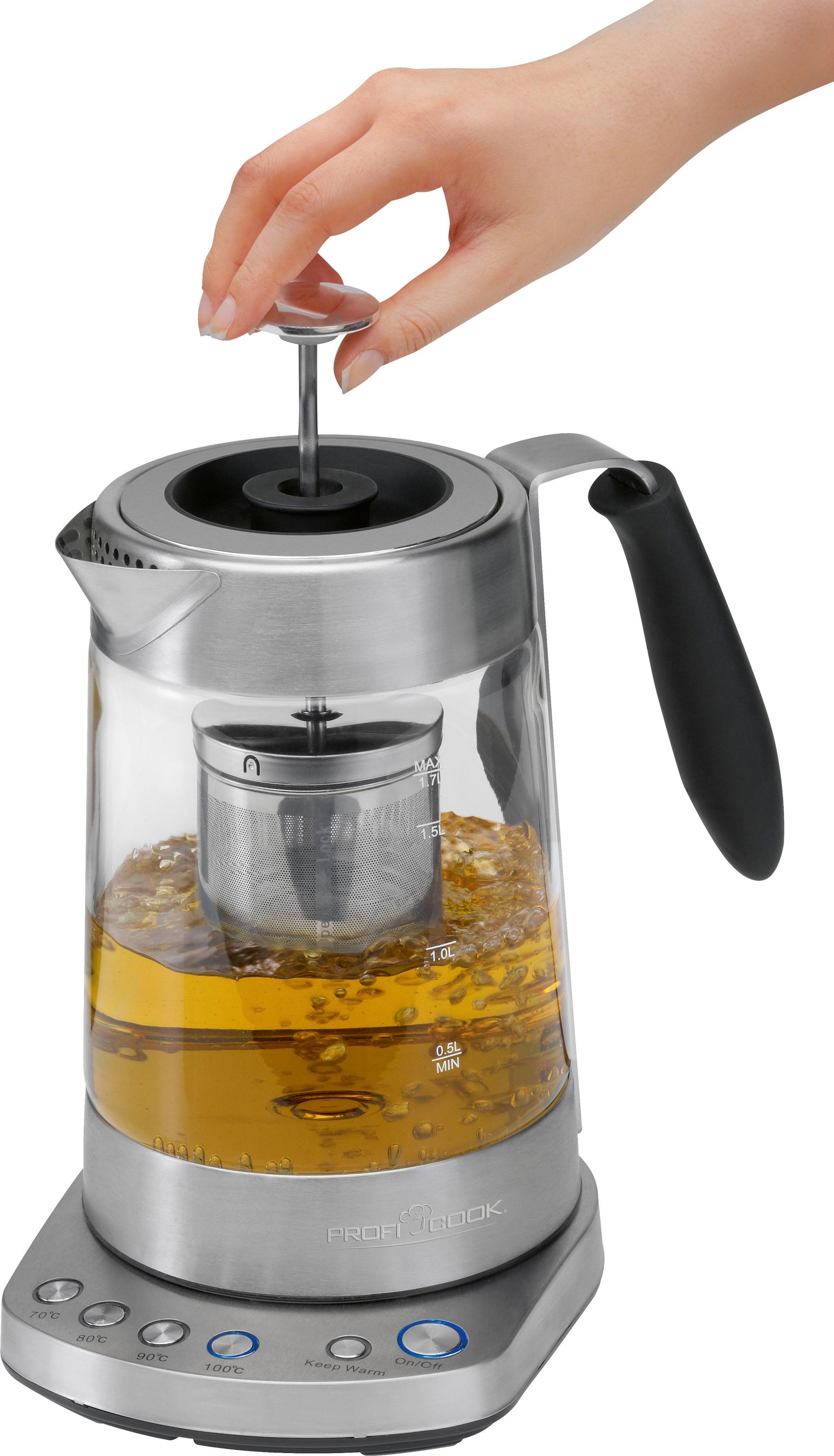 ProfiCook PC WKS 1020 G 1.7L Elektrik Wasserkocher Silber ProfiCook PC WKS 1020 G Tee Wasserkocher 1.7 Liter