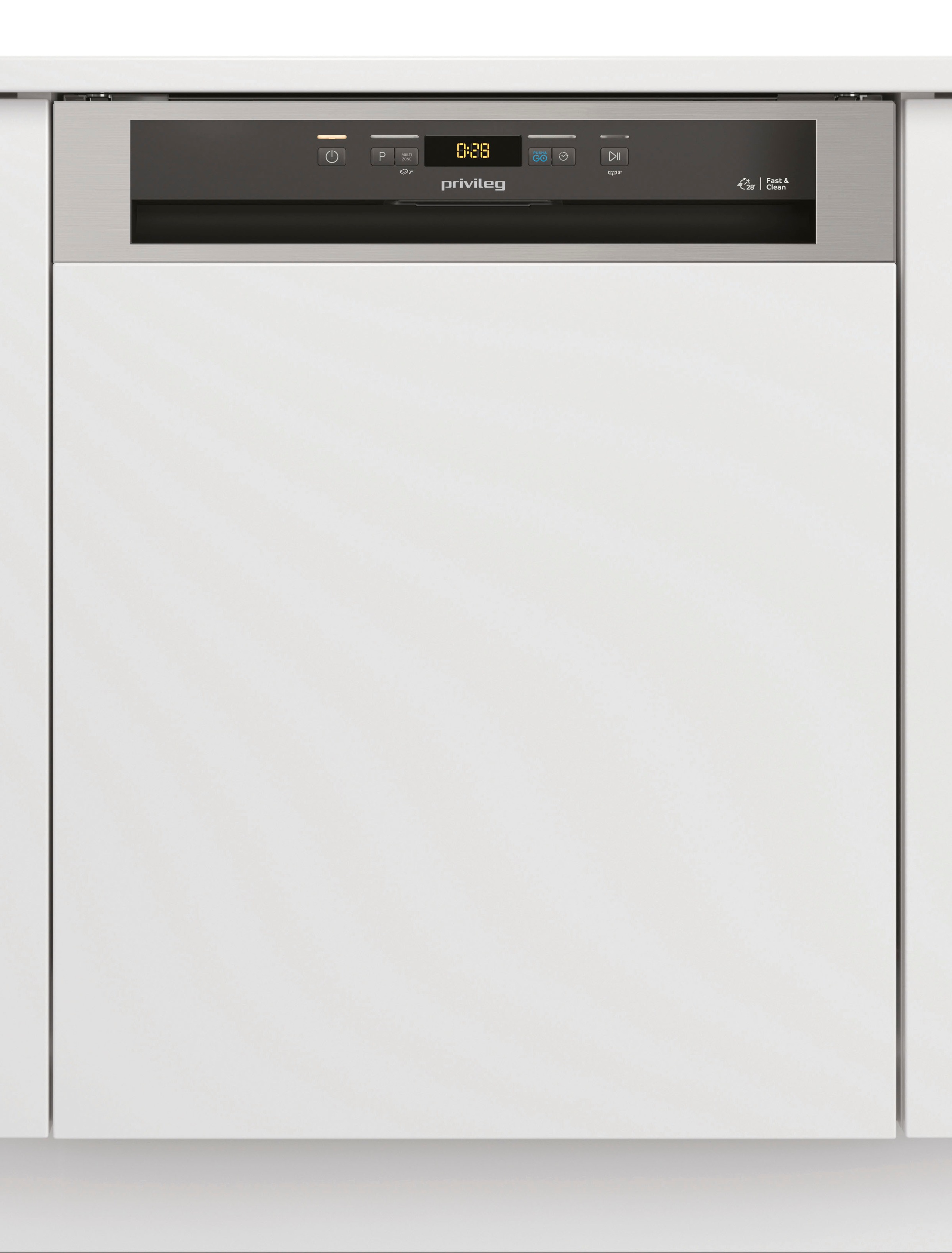 Privileg teilintegrierbarer Geschirrspüler "P0B ECO D551 X" 14 Maßgedecke Fast&Clean 28’ – das effektive Reinigungsprogramm unter 28 Minuten