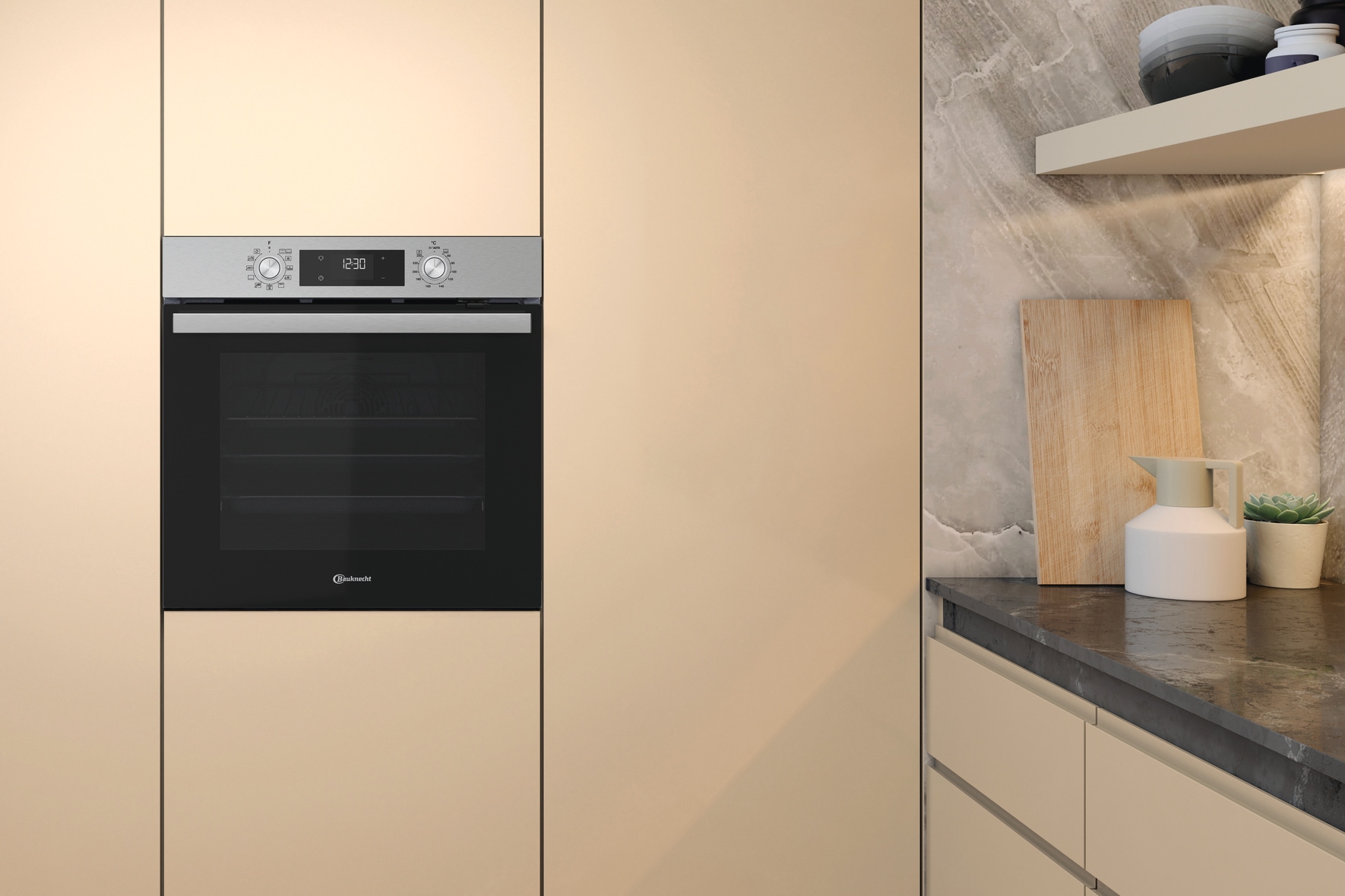 BAUKNECHT Backofen-Set »BAKO 740 IND IN«, mit 1-fach-Teleskopauszug, (Set, 2 St.), Hydrolyse - Reinigung mit der natürlichen Kraft des Dampfes bei 90 °C