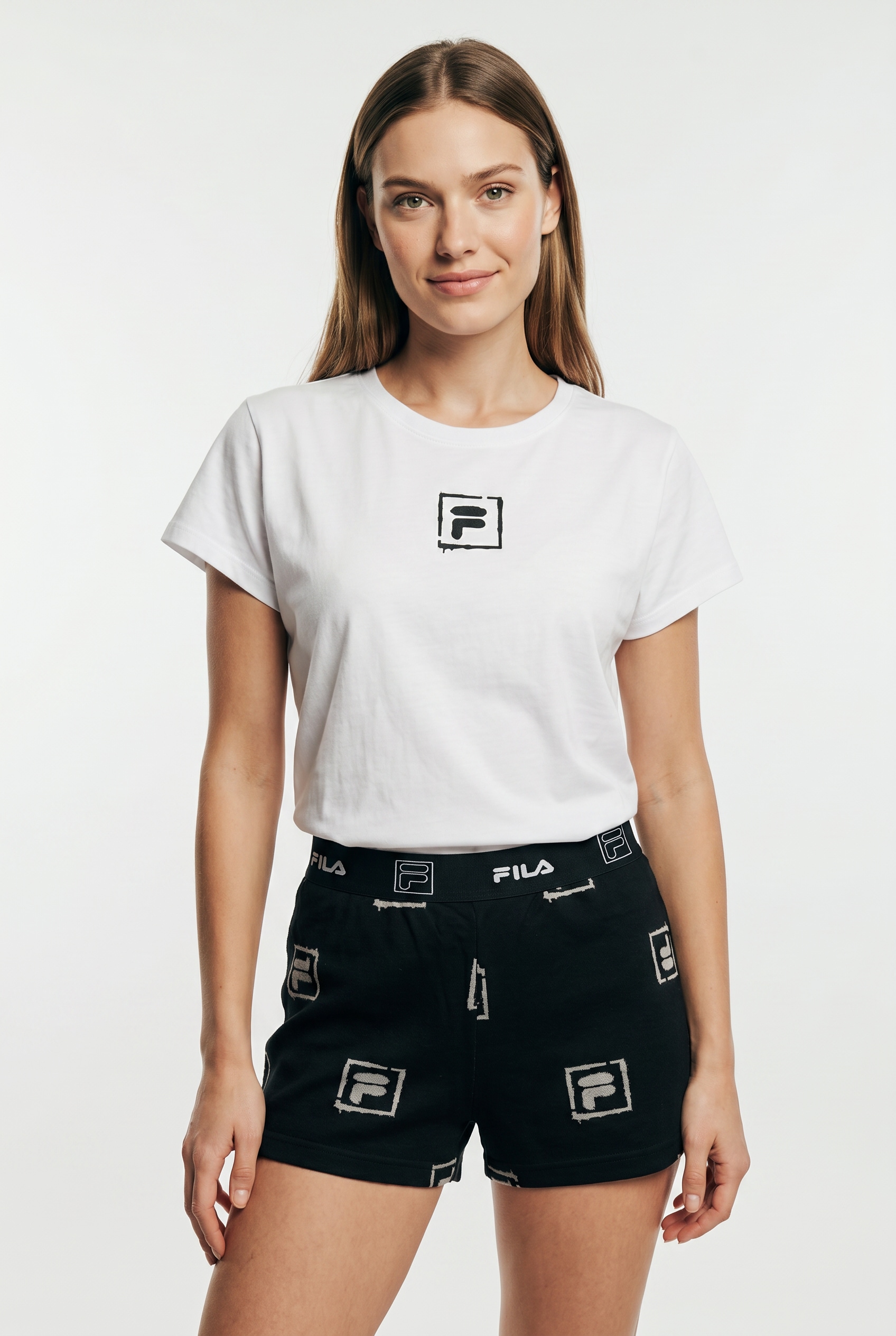 Fila Shorty "WOMAN JERSEY PYJAMAS" 2 tlg. mit auffälligem Logodruck, Rundhalsausschnitt