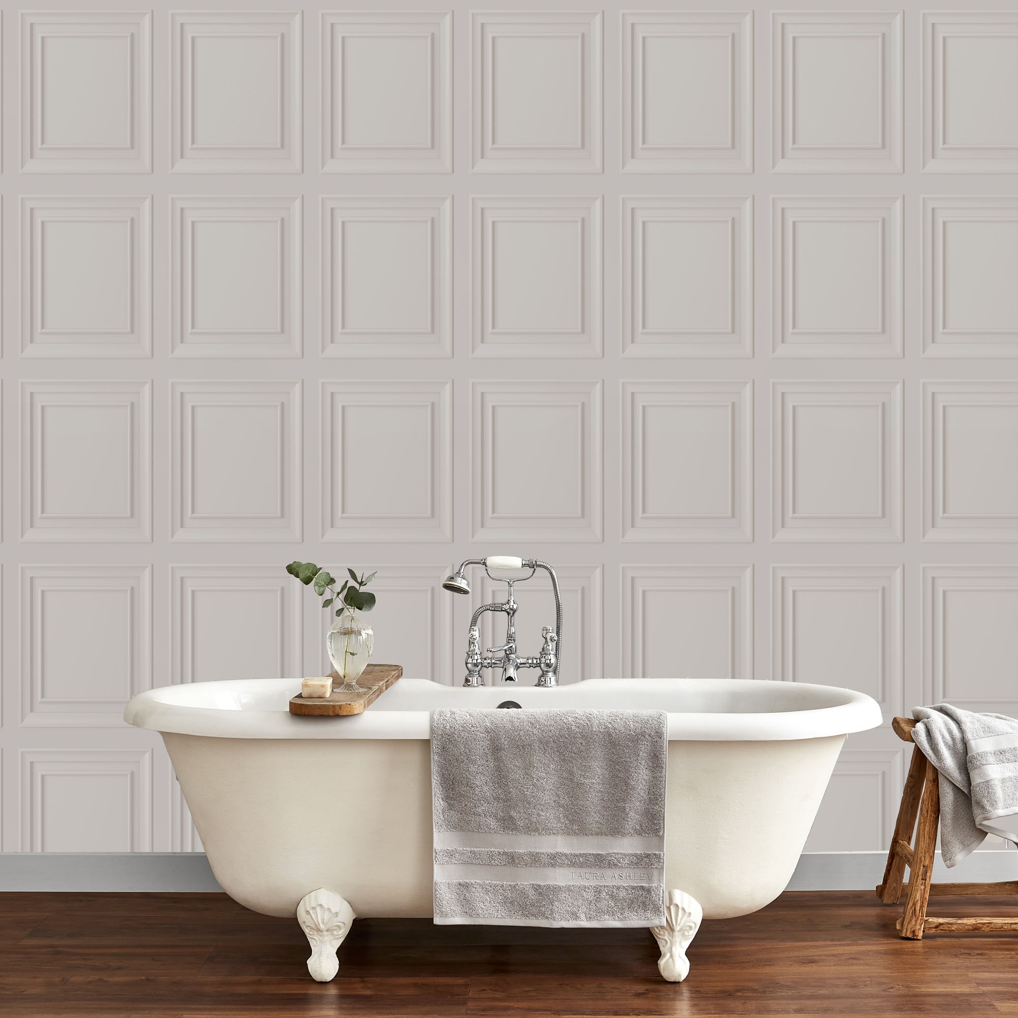 LAURA ASHLEY Vliestapete »Laura Ashley Redbrook Wood Panel Dove Grey Vliestapete« 3D-Optik glatt Laura Ashley Redbrook Wood Panel Dove Grey Vliestapete