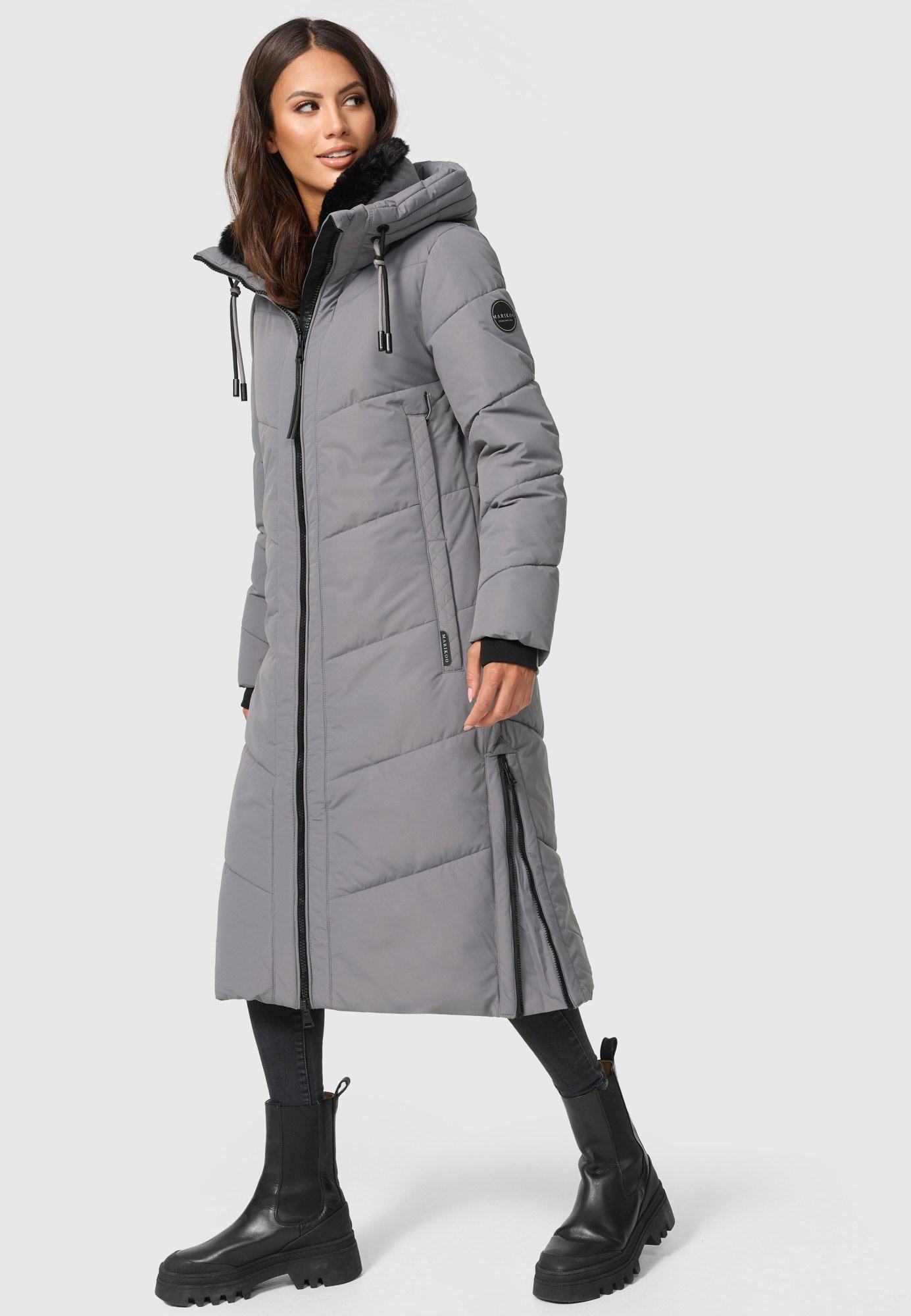 Marikoo Winterjacke »Nadaree XVI«, Stepp Mantel mit großer Kapuze