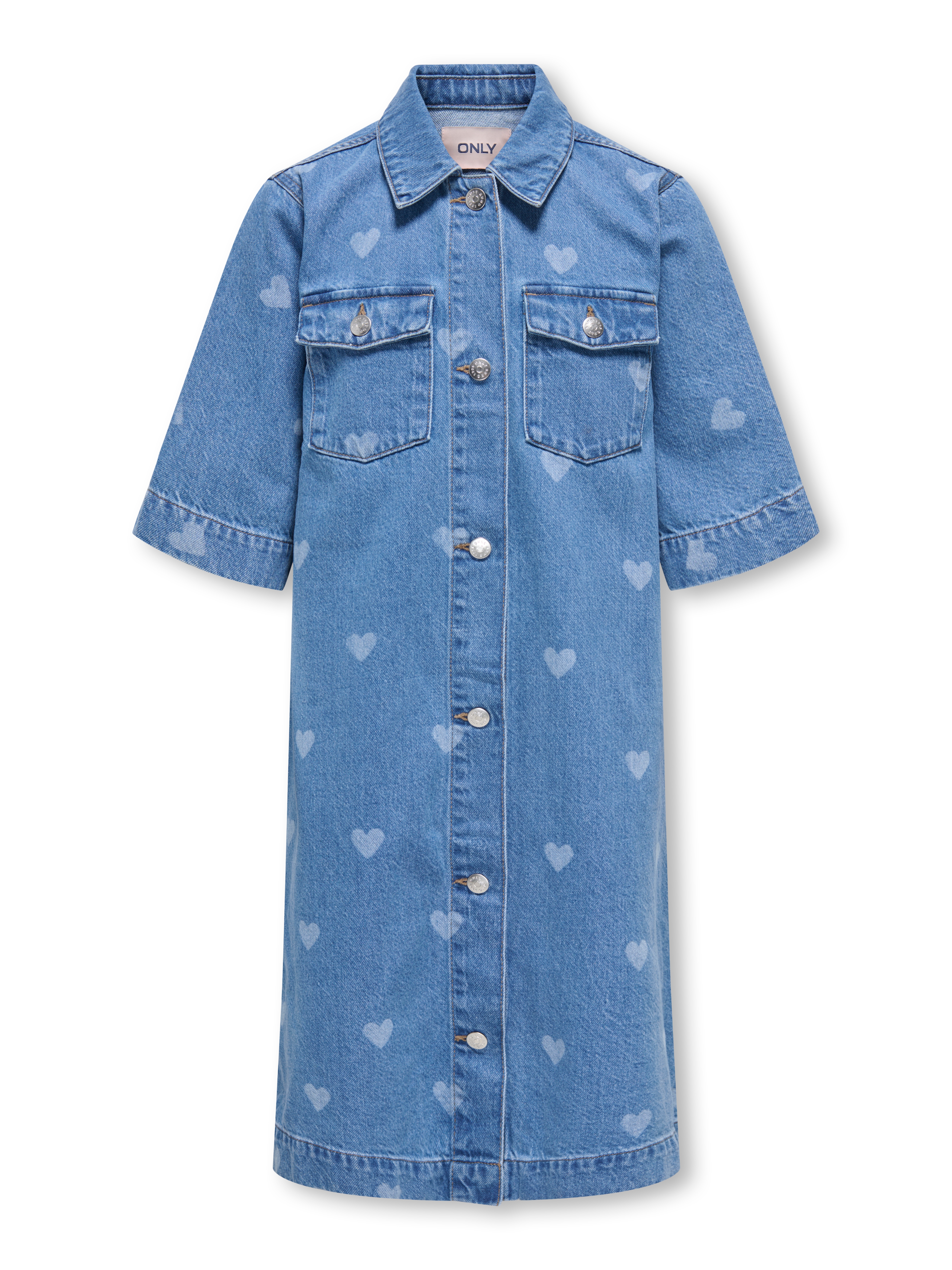 KIDS ONLY Jeanskleid "KOGLOVA SS HEART DNM DRESS" Brusttaschen