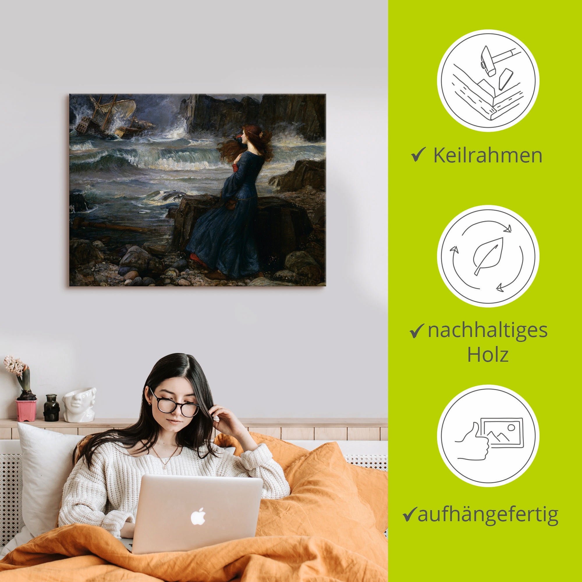 Artland Leinwandbild »Der Sturm I«, Frau, (1 St.), auf Keilrahmen gespannt