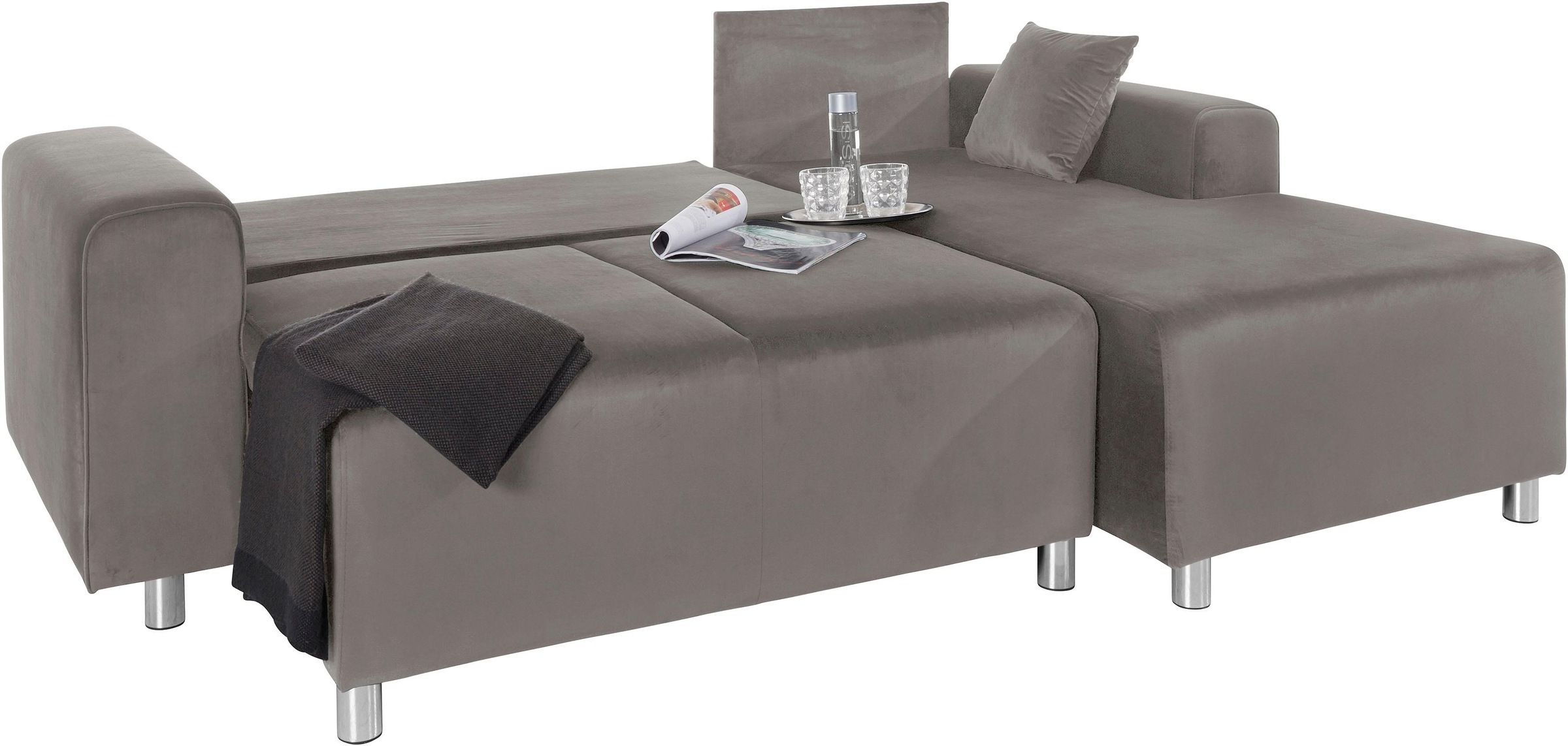 Thumbnail - Home affaire Ecksofa "Györ", L-Form, wahlweise mit Bettfunktion und Bettkasten incl. 2 Zierkissen