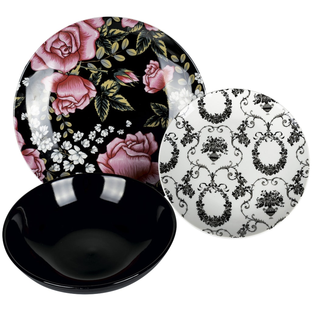 Villa d'Este Tafelservice »Geschirr-Set, Service Rose Baroque«, (Set, 18 tlg.)