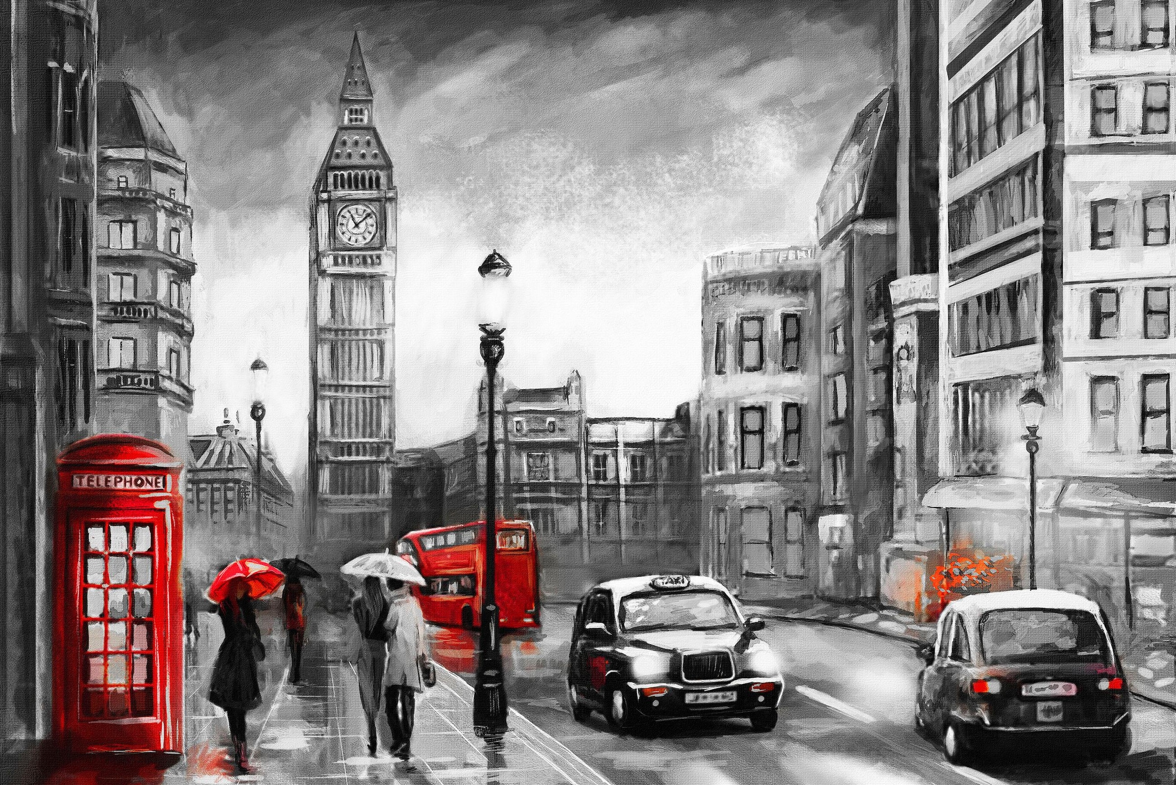 OTTO home Leinwandbild "London" Kunst  London  Menschen  Modern  Rain  Schw günstig online kaufen